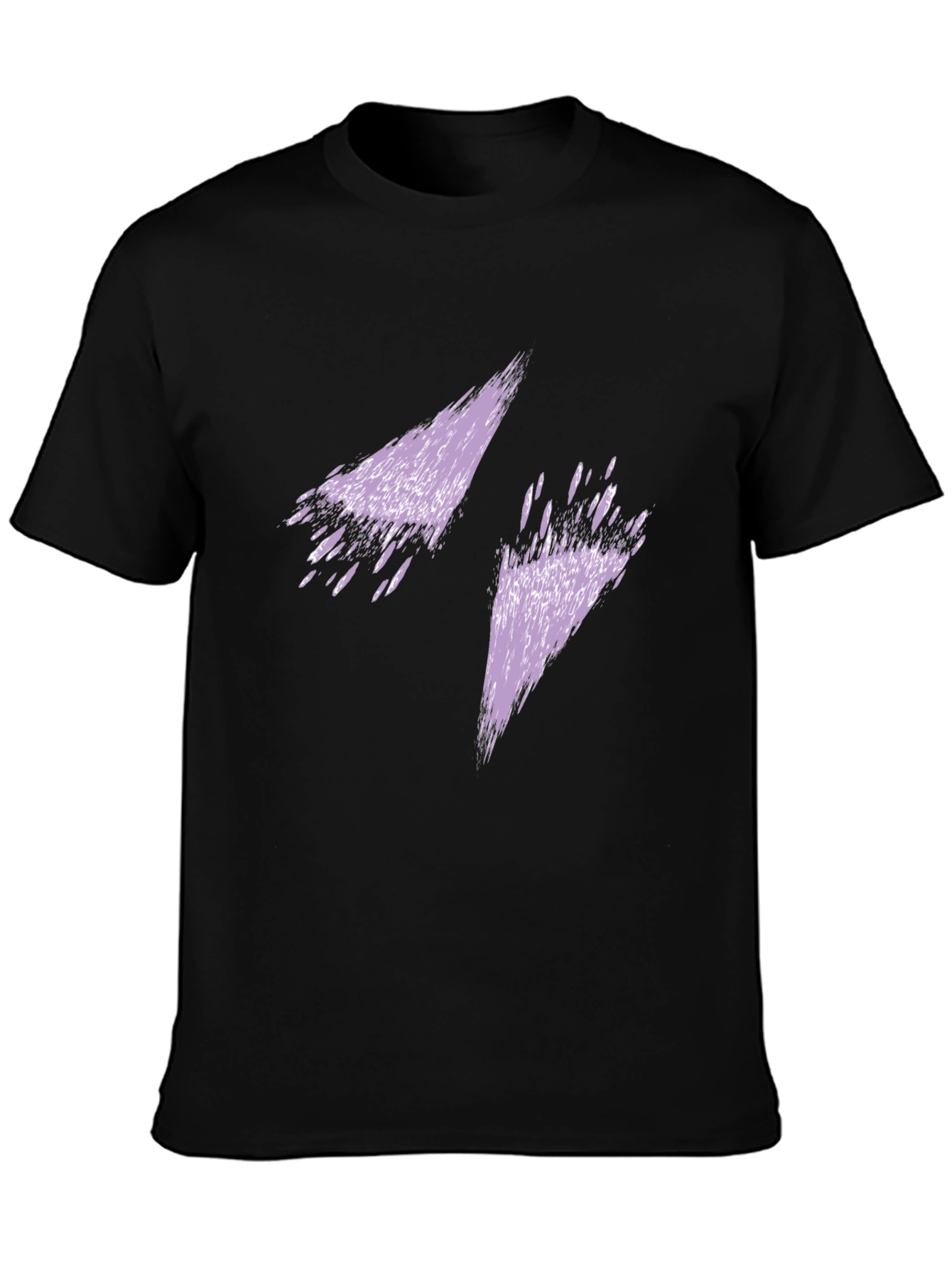 Mens Black T-Shirt with Abstract Purple Lightning Bolt Design