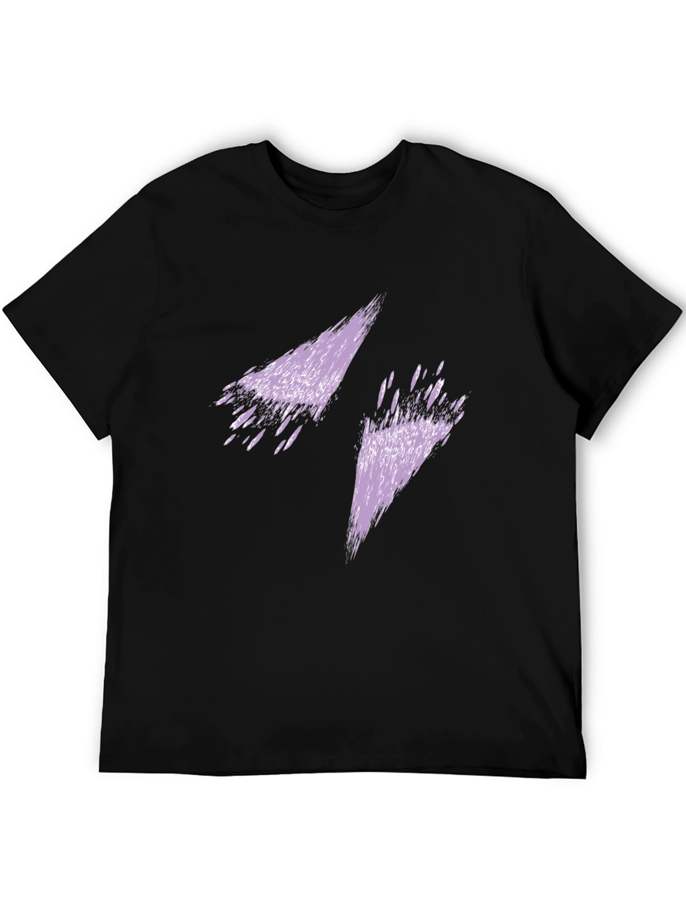 Mens Black T-Shirt with Abstract Purple Lightning Bolt Design