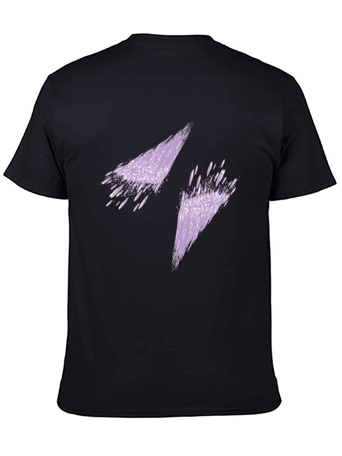 Mens Black T-Shirt with Abstract Purple Lightning Bolt Design