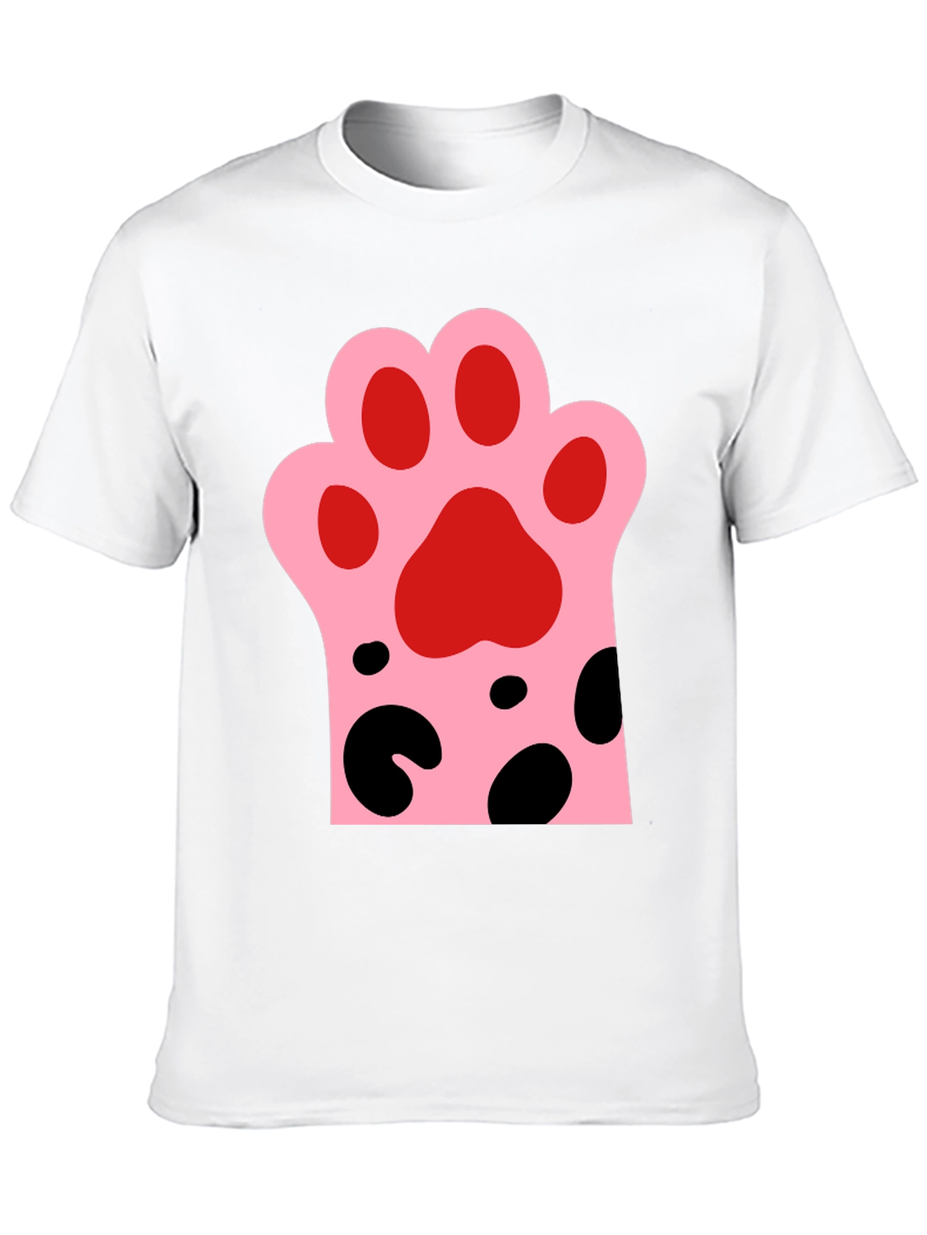 Cute Cat Paw Print Black T-Shirt