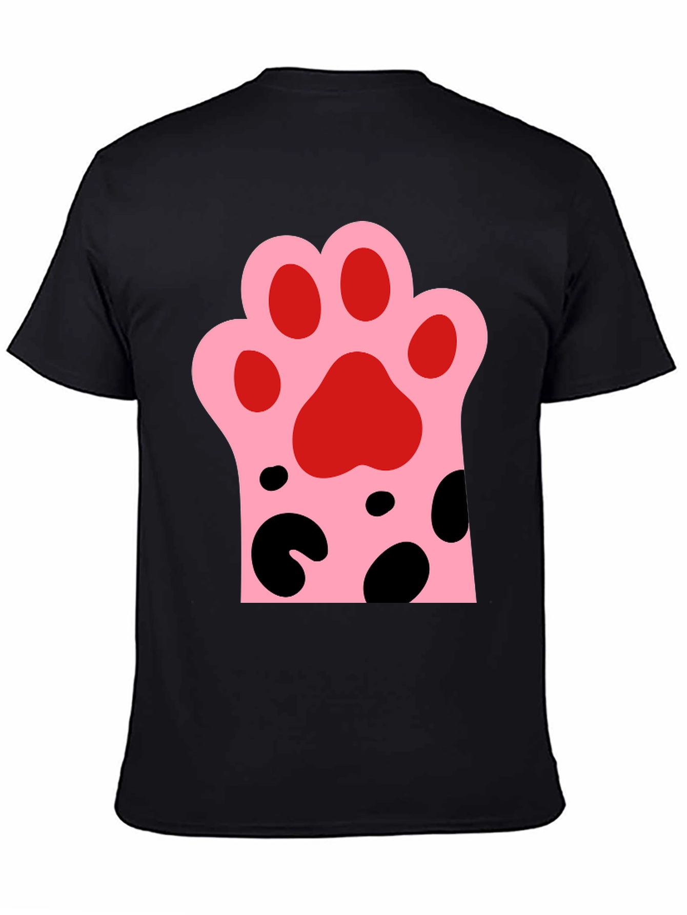 Cute Cat Paw Print Black T-Shirt