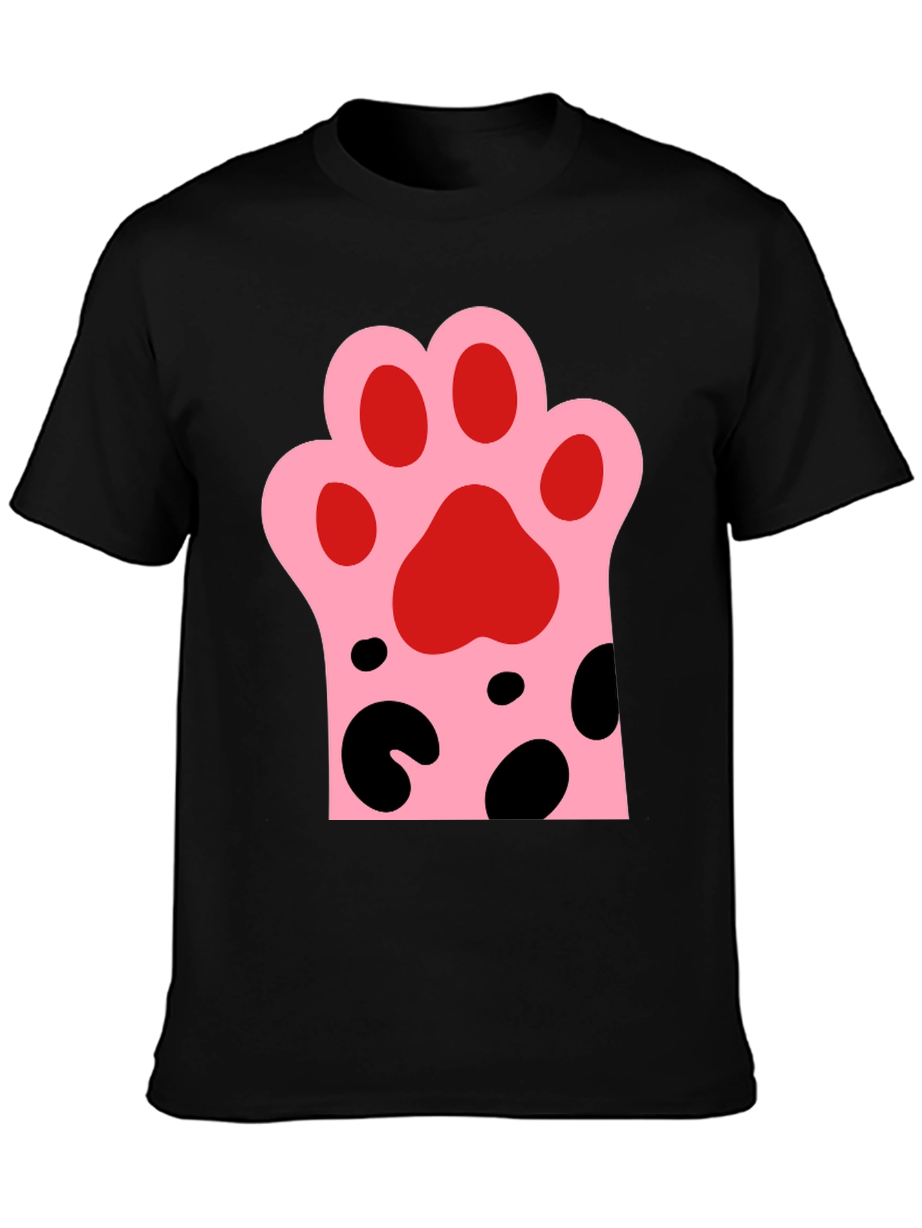 Cute Cat Paw Print Black T-Shirt
