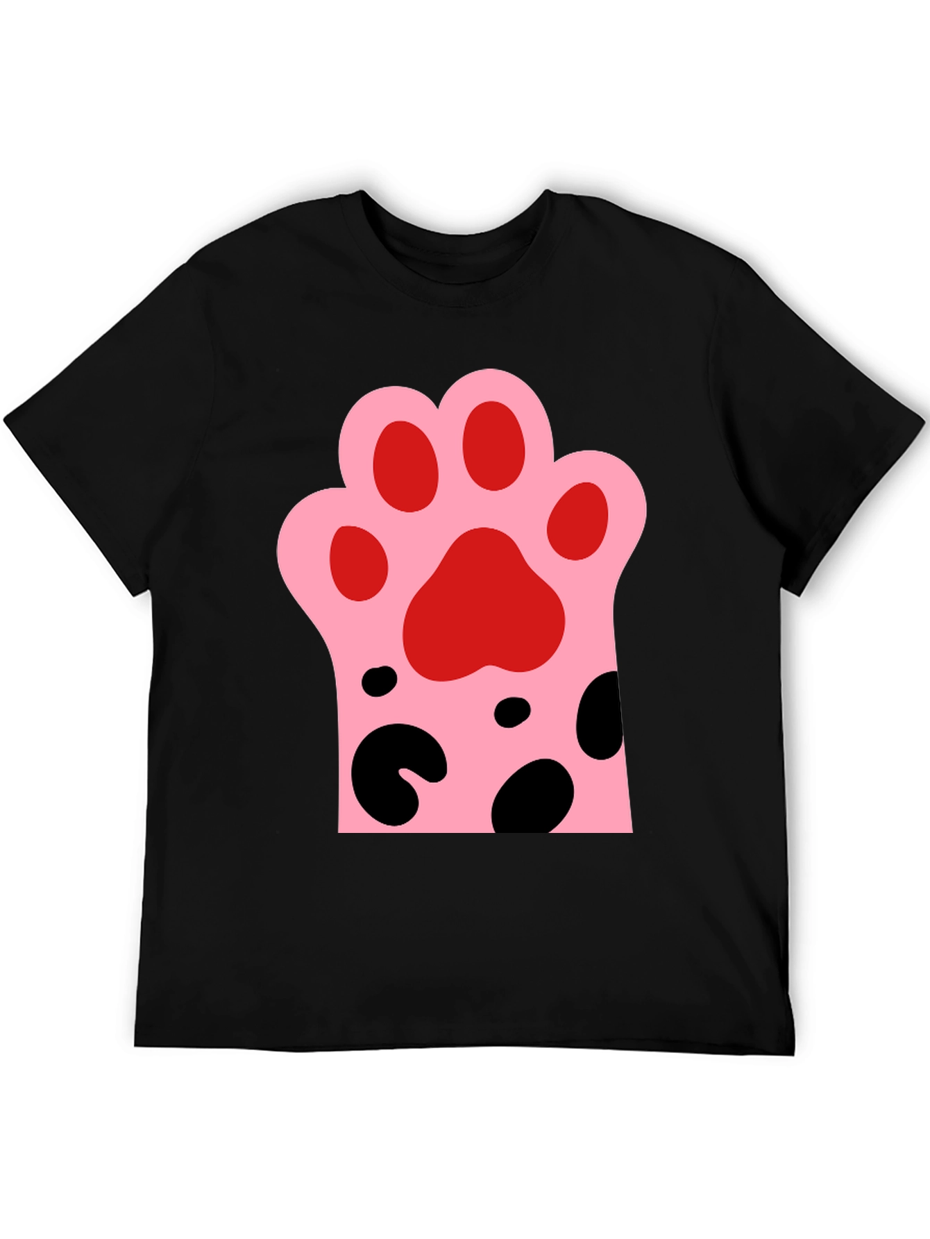 Cute Cat Paw Print Black T-Shirt