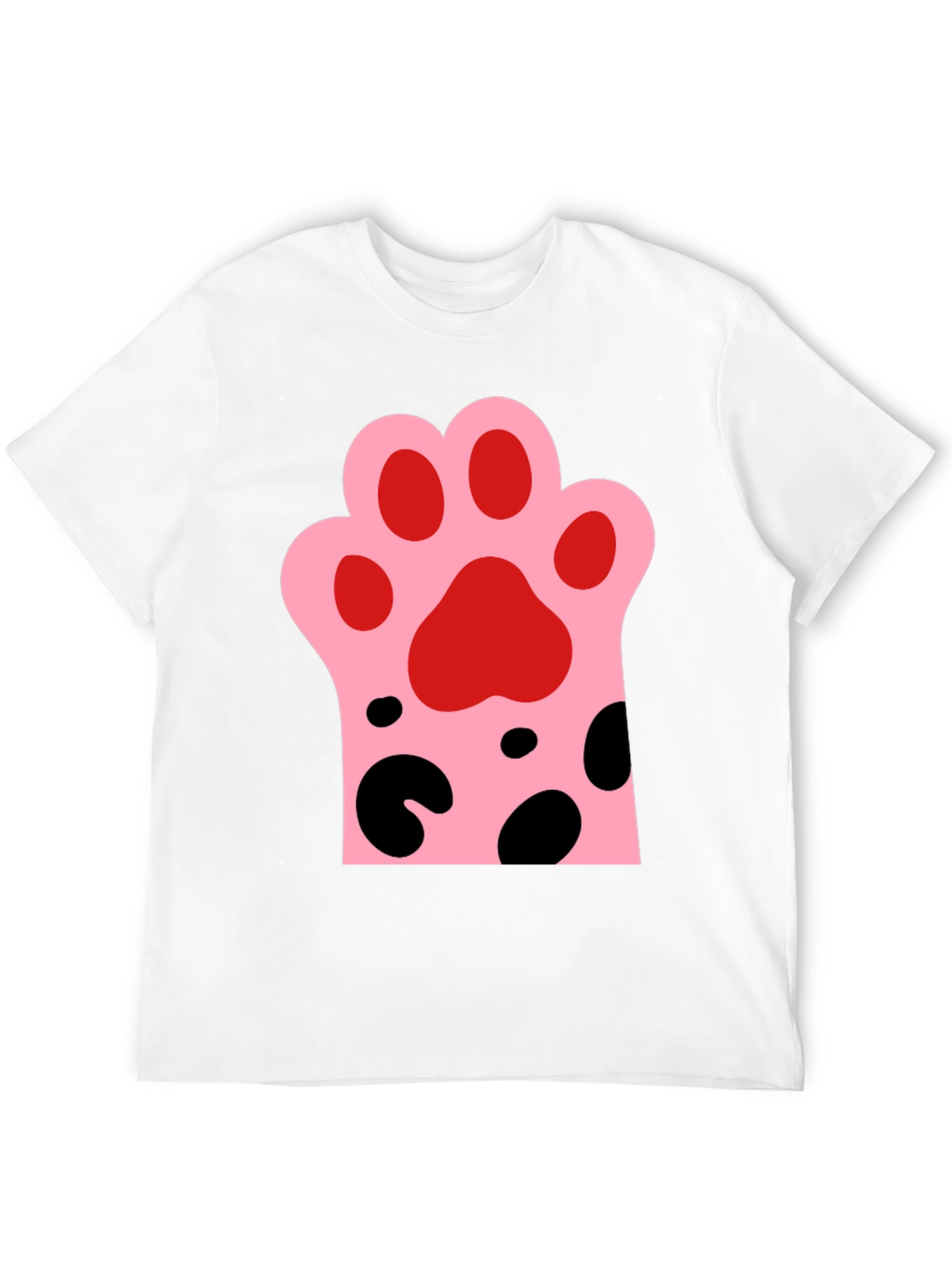 Cute Cat Paw Print Black T-Shirt