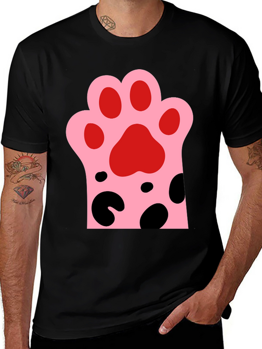 Cute Cat Paw Print Black T-Shirt