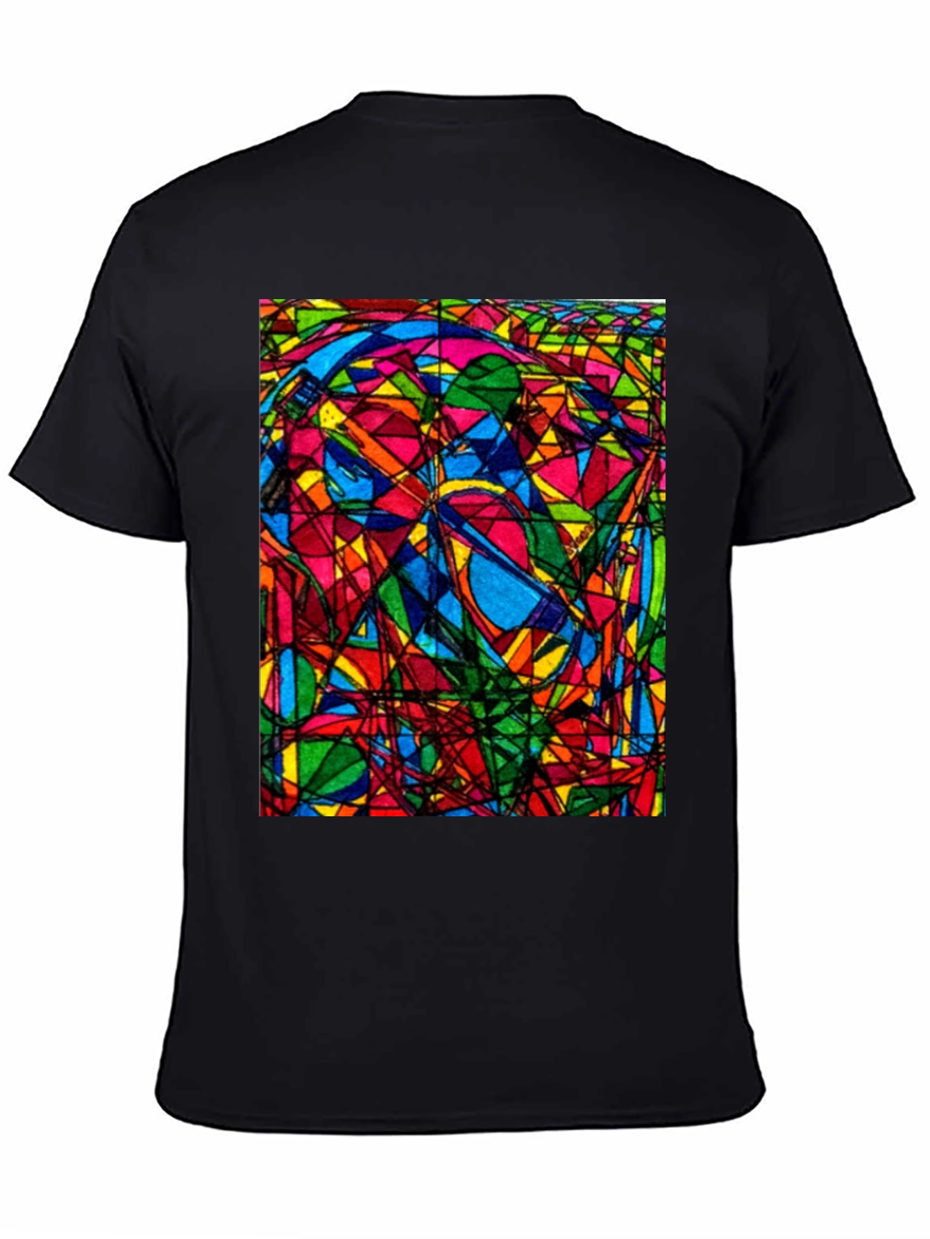 Abstract Geometric Art Print Black T-Shirt