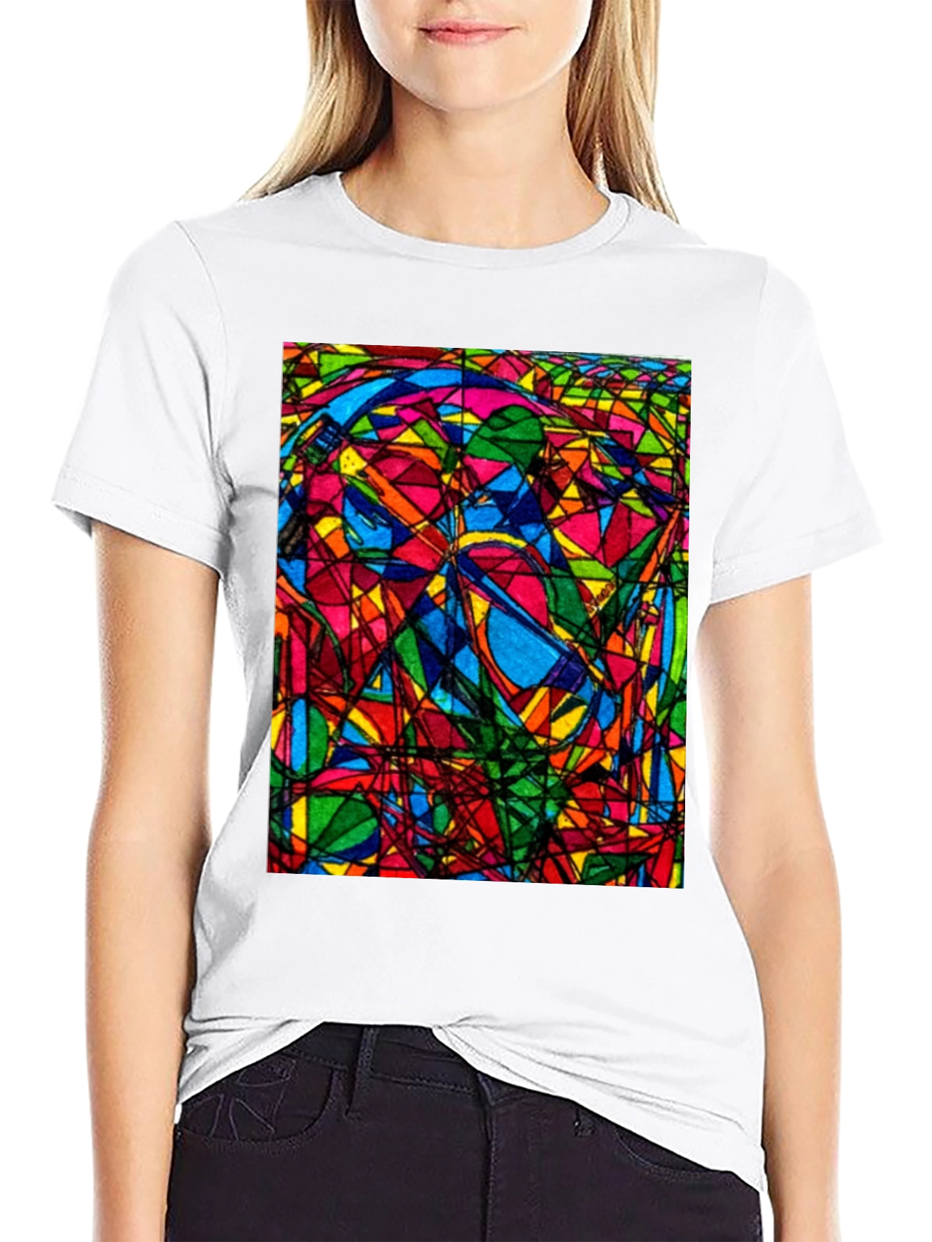 Abstract Geometric Art Print Black T-Shirt