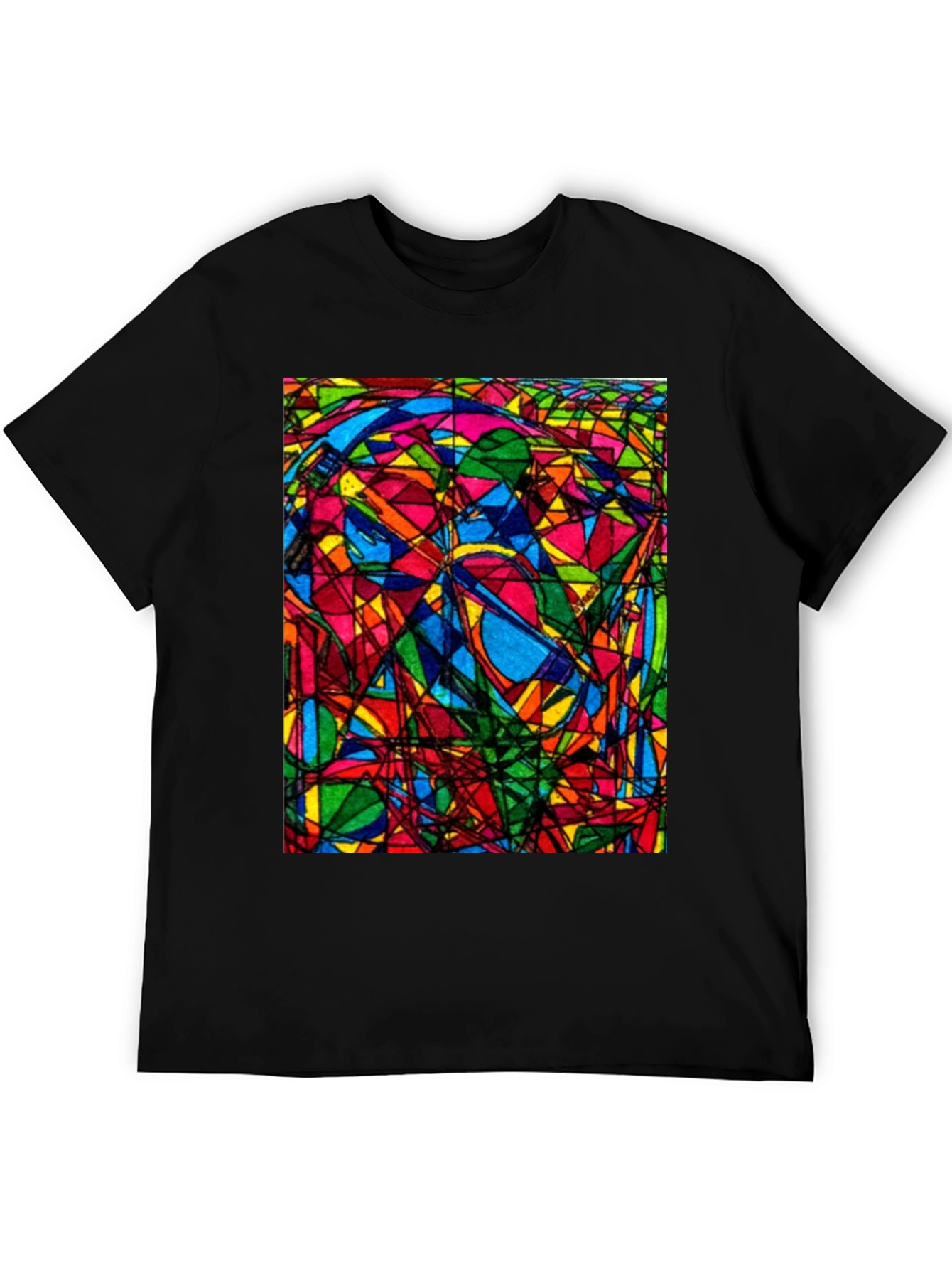 Abstract Geometric Art Print Black T-Shirt