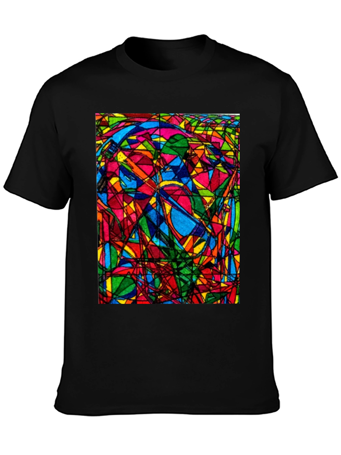 Abstract Geometric Art Print Black T-Shirt