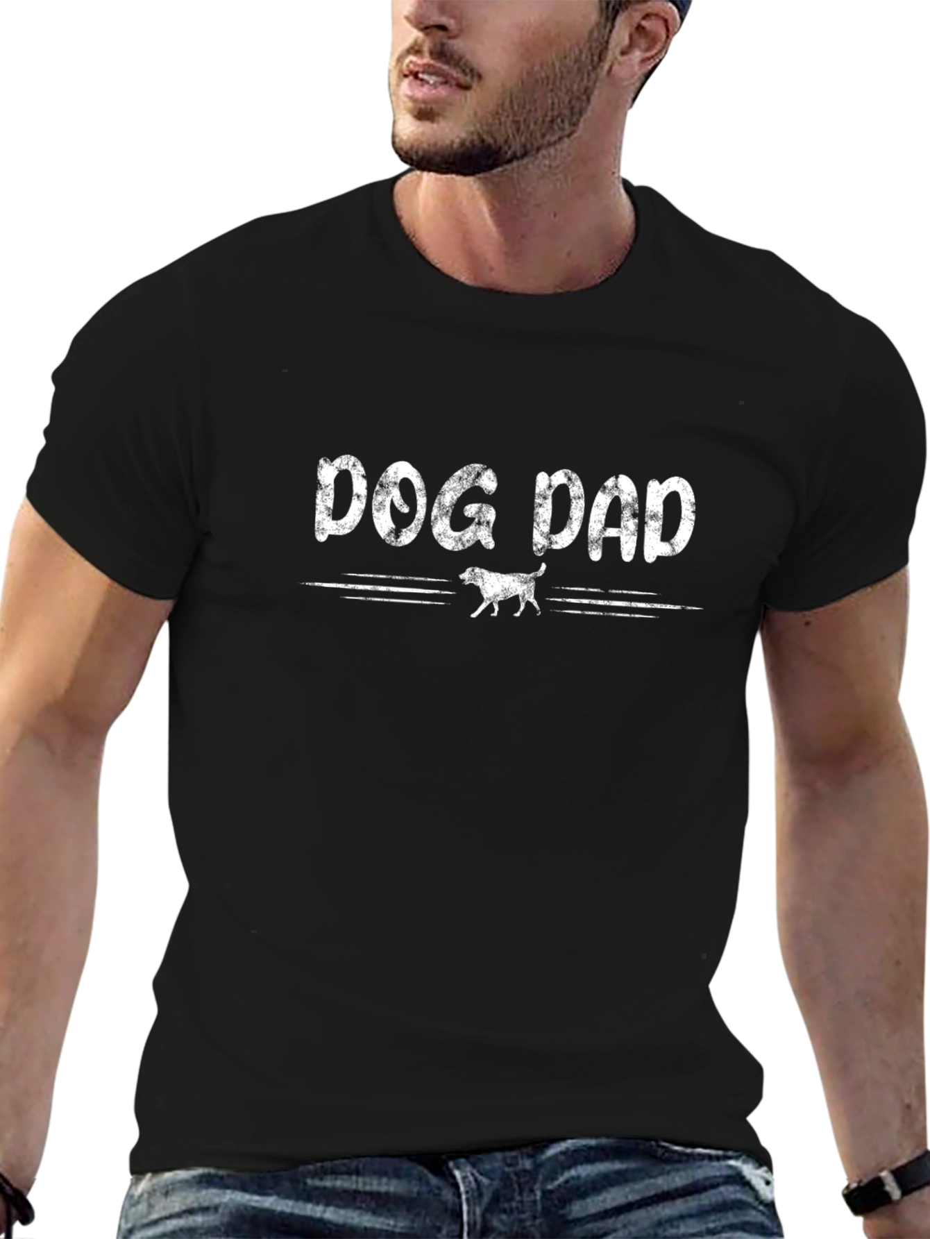 Dog Dad Black Graphic Tee Shirt
