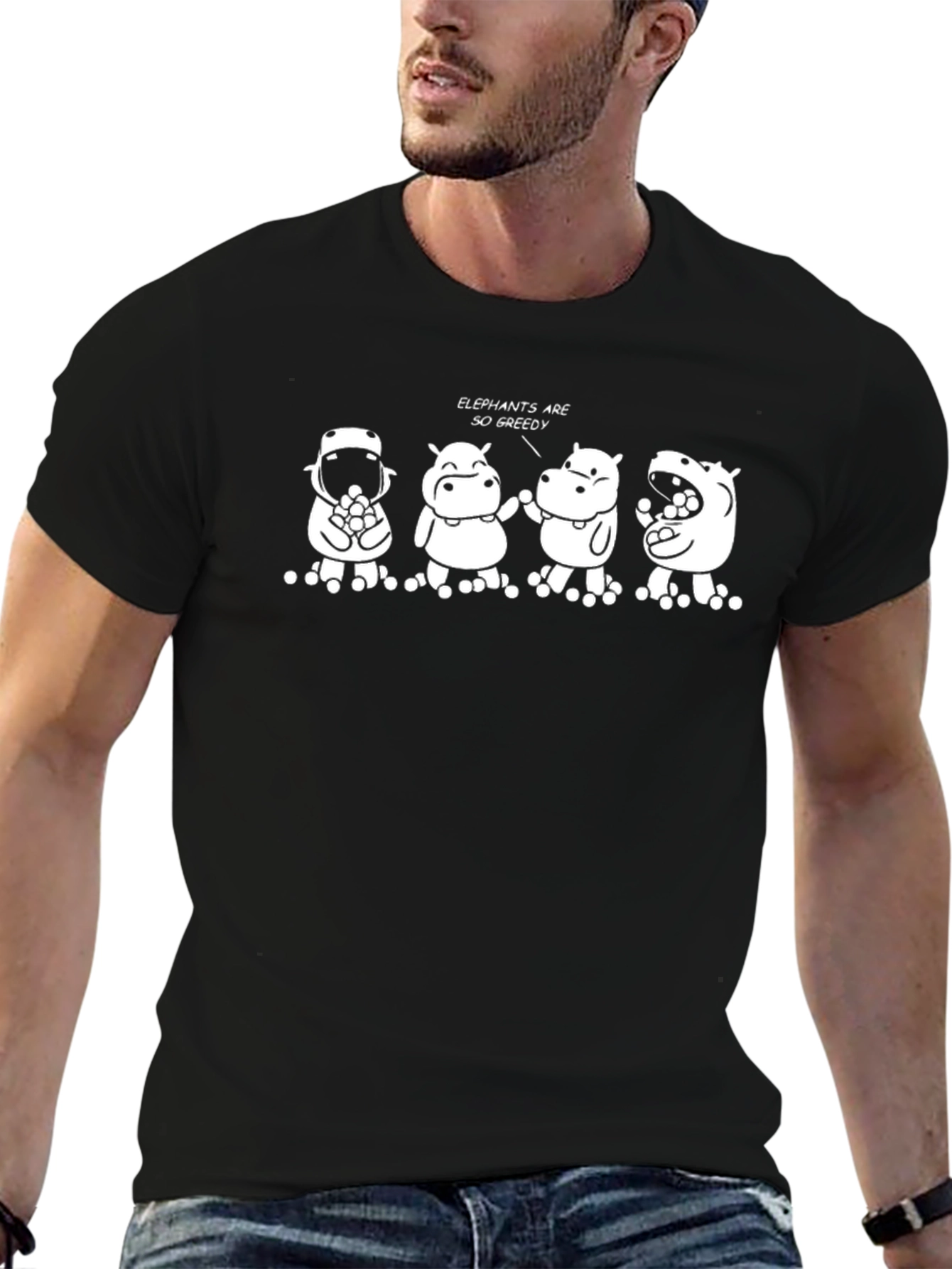 Elephant Greedy Hippos Graphic T-Shirt
