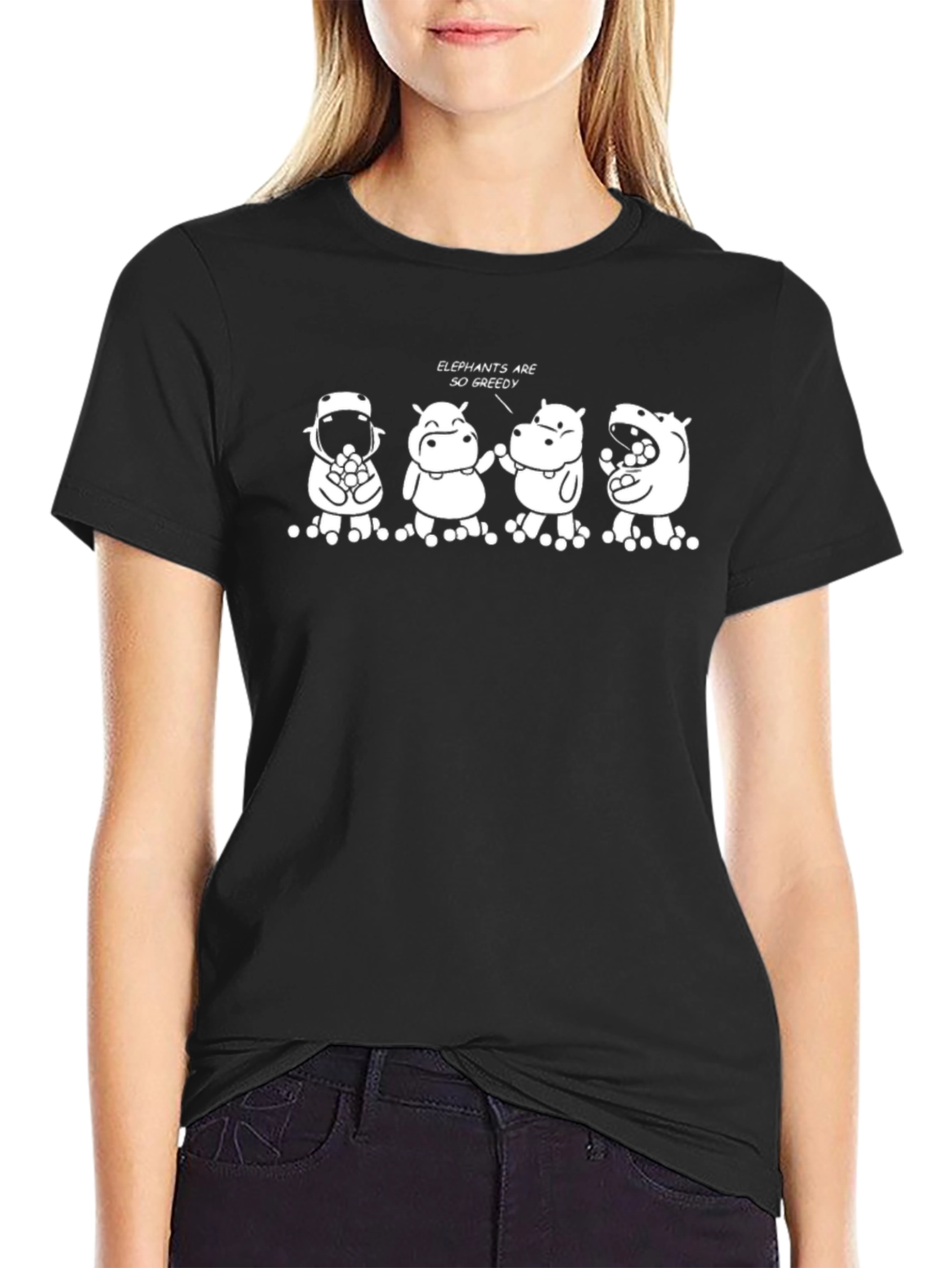 Elephant Greedy Hippos Graphic T-Shirt