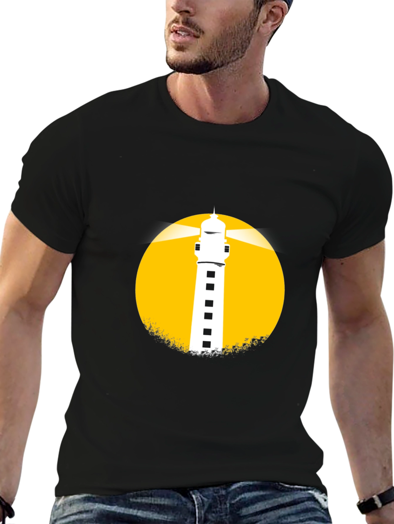 Lighthouse Graphic Tee - Black Cotton Blend