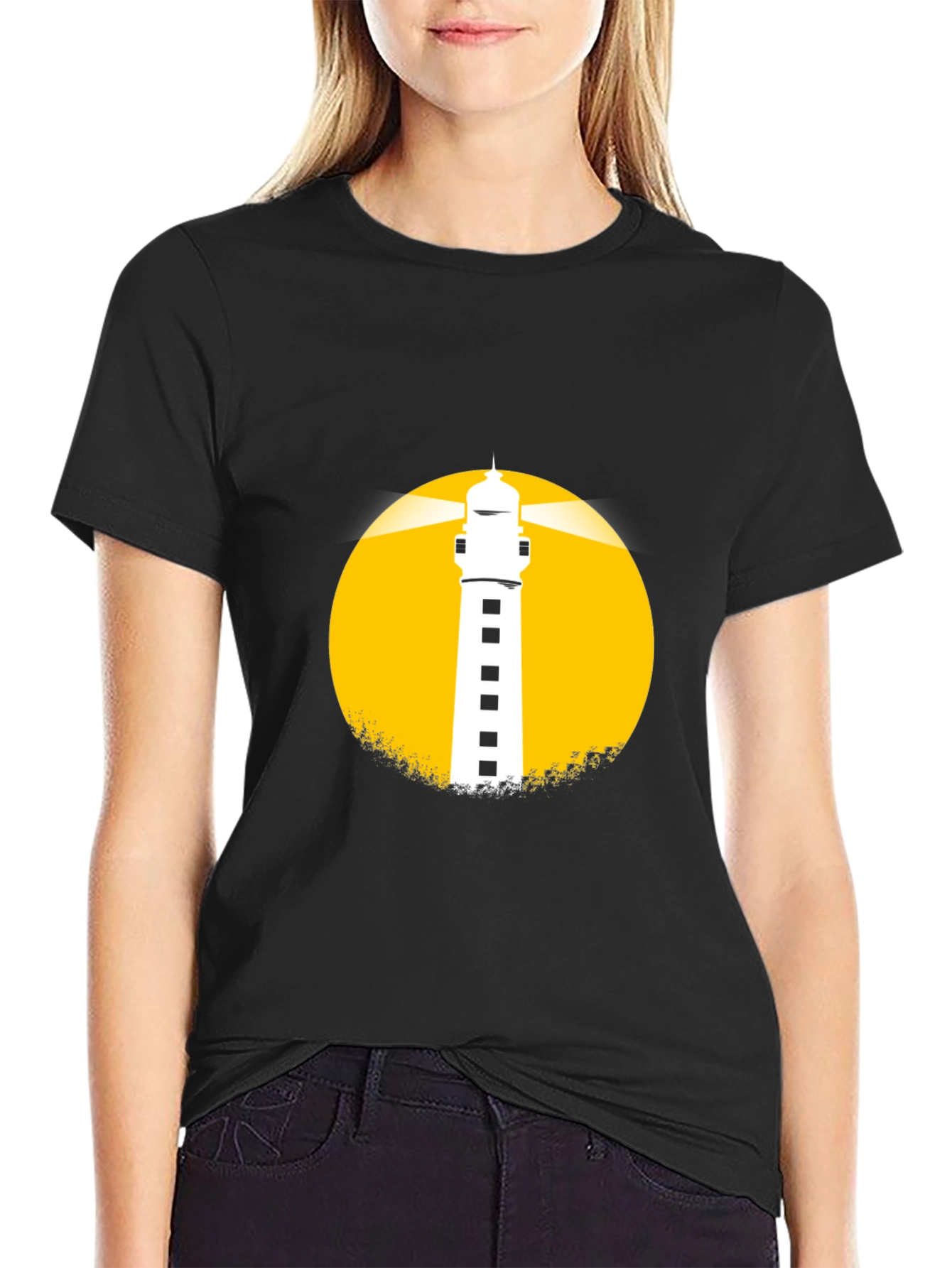 Lighthouse Graphic Tee - Black Cotton Blend