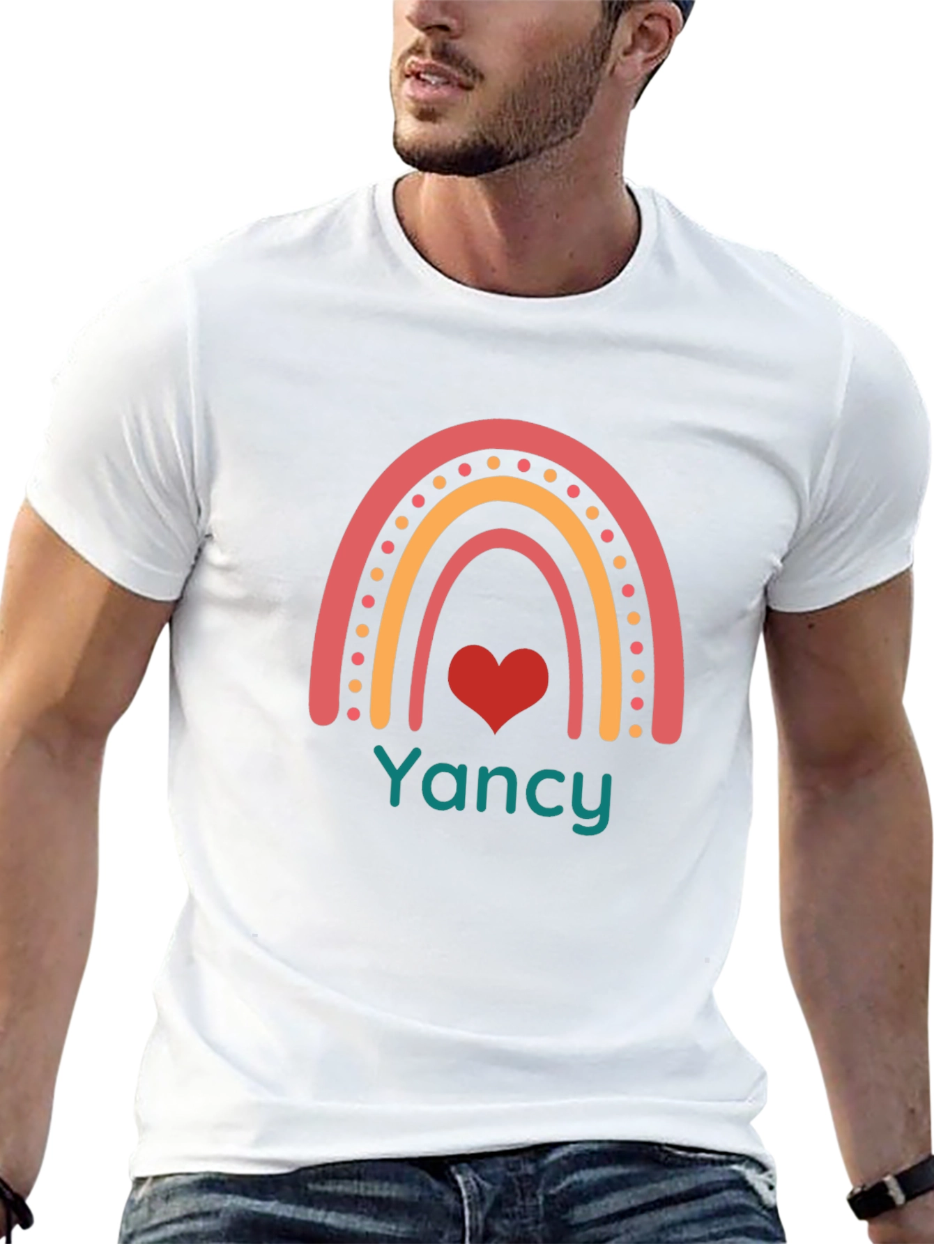 Yancy Rainbow Heart Graphic Tee - Black