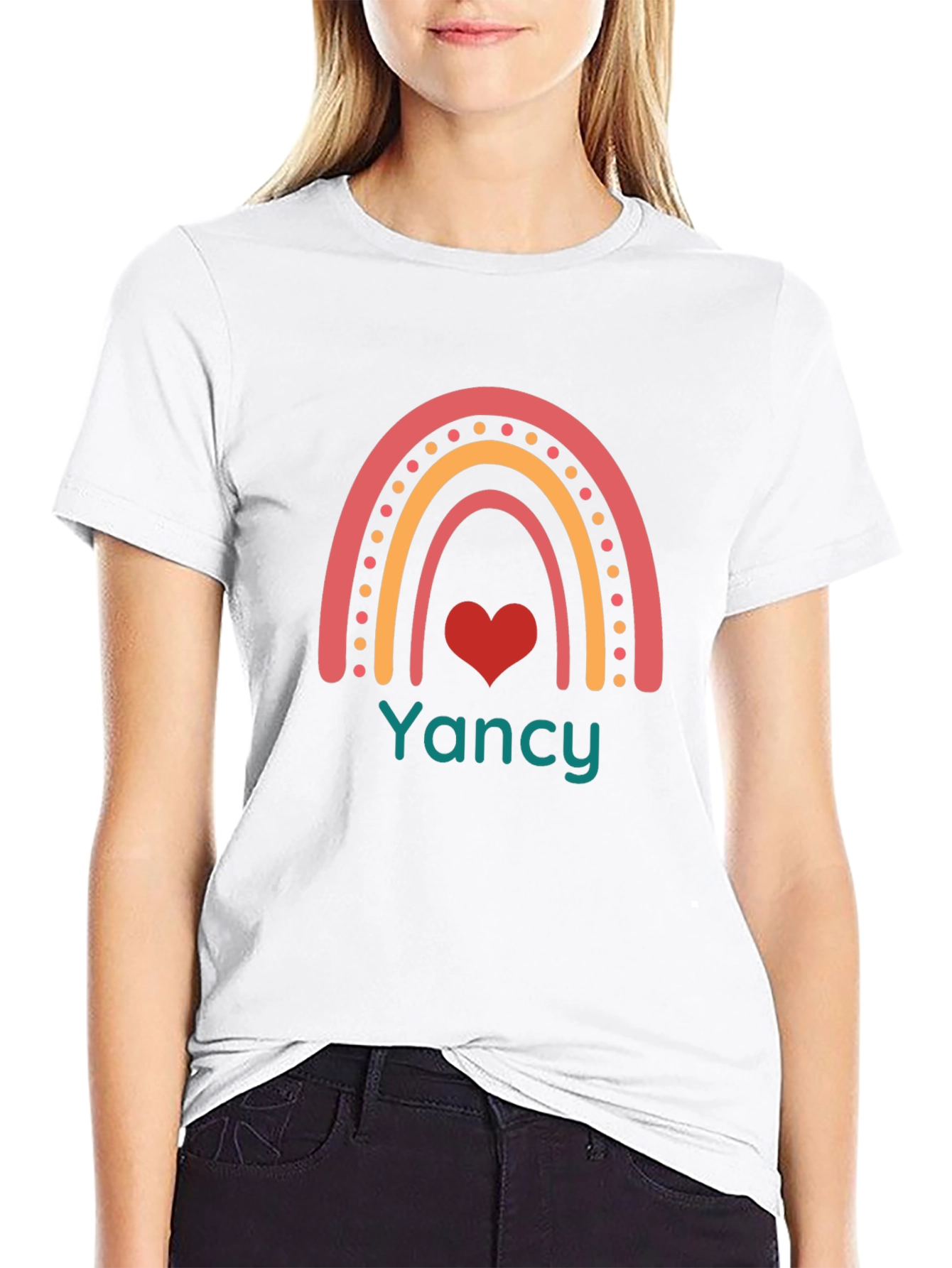 Yancy Rainbow Heart Graphic Tee - Black
