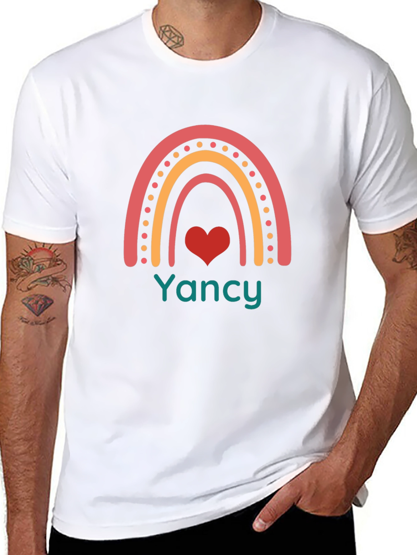 Yancy Rainbow Heart Graphic Tee - Black