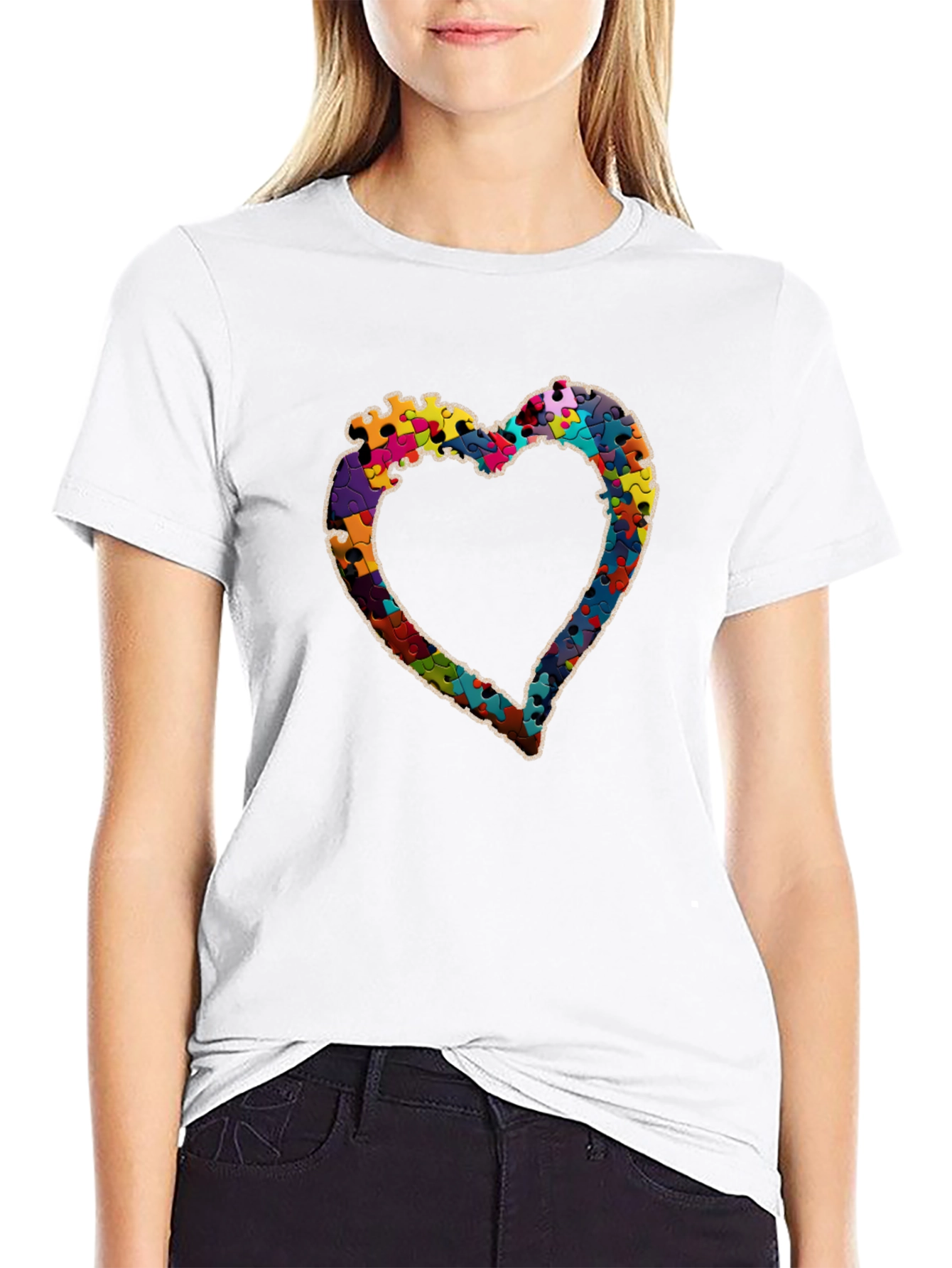 Puzzle Piece Heart Graphic Tee