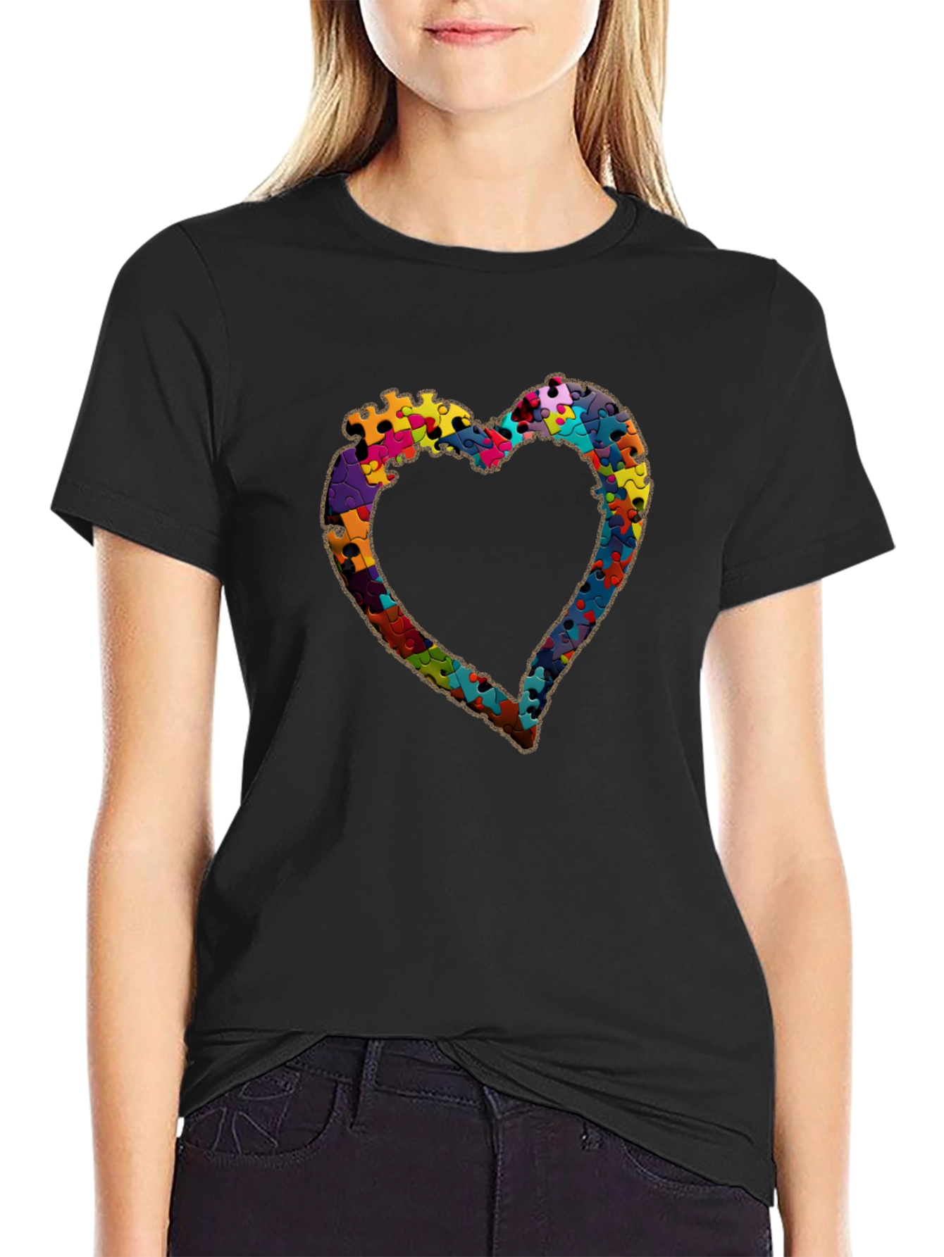 Puzzle Piece Heart Graphic Tee