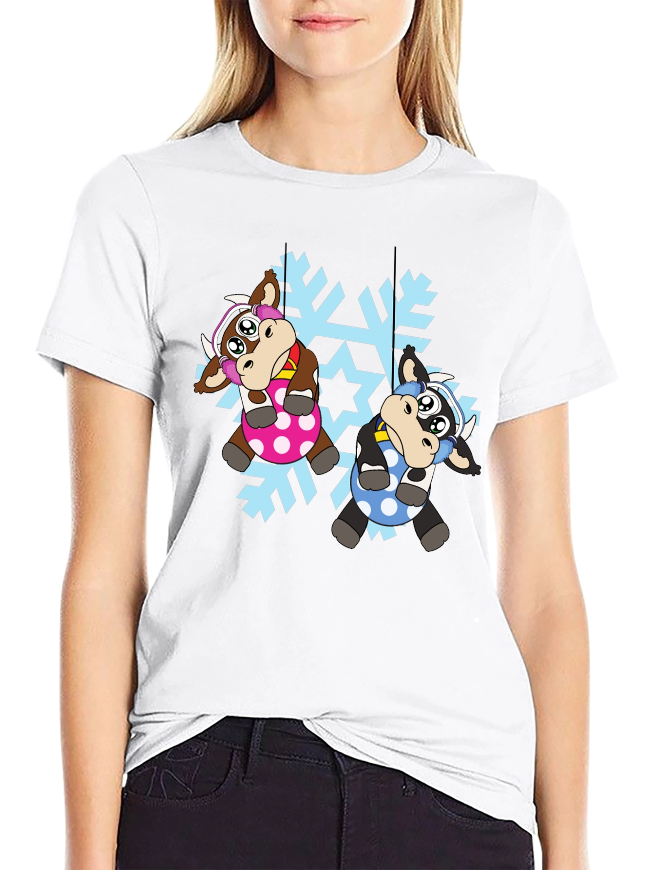 Cute Cow Snowflake Christmas T-Shirt