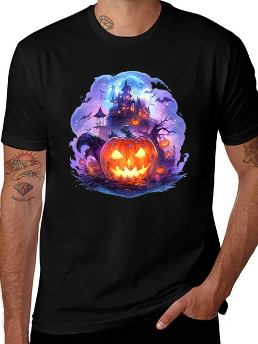 Halloween Pumpkin Castle Graphic T-Shirt
