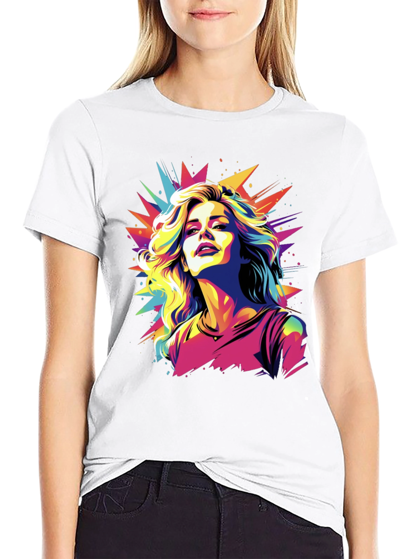 Pop Art Woman Graphic Tee - Trendy Design
