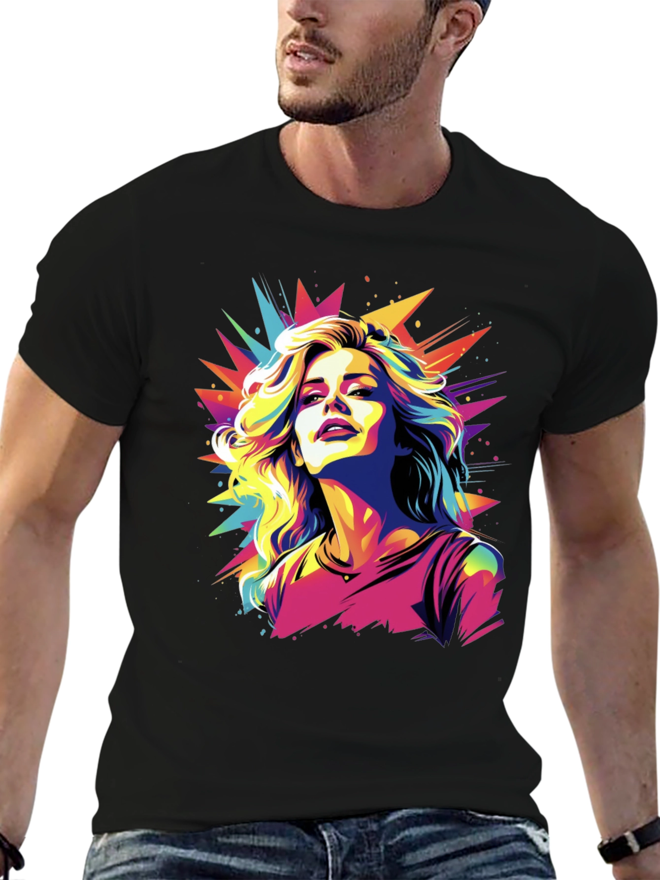 Pop Art Woman Graphic Tee - Trendy Design