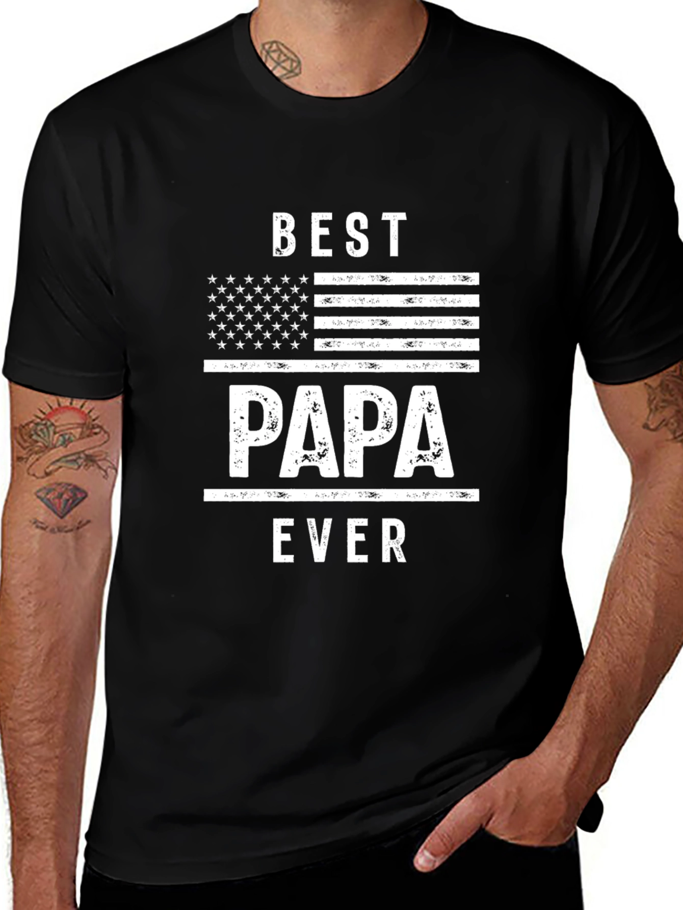 Best Papa Ever Patriotic USA Flag T-Shirt