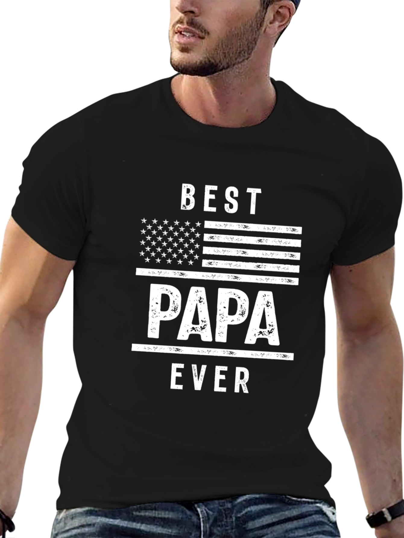 Best Papa Ever Patriotic USA Flag T-Shirt