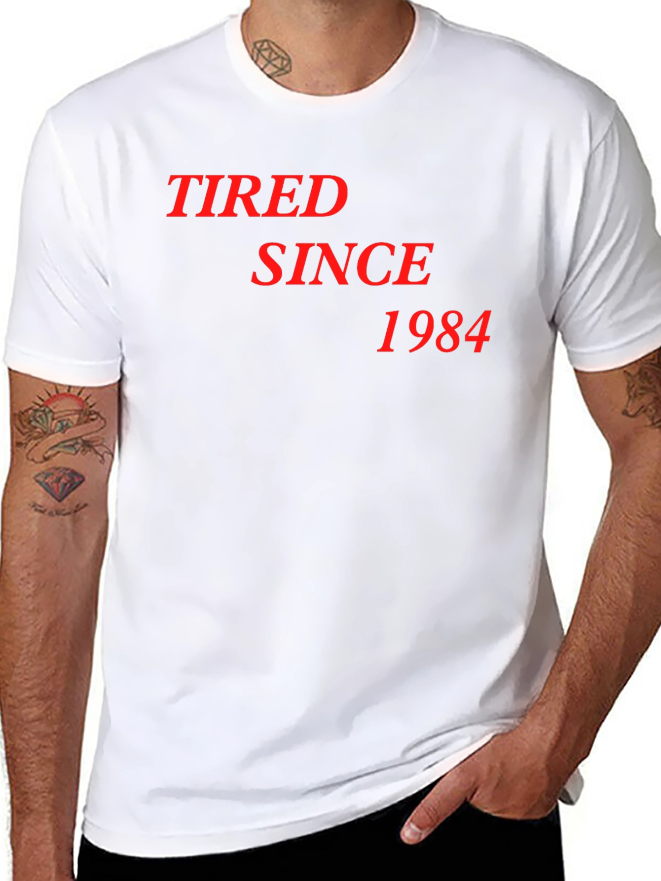 Tired Since 1984 Black T-Shirt