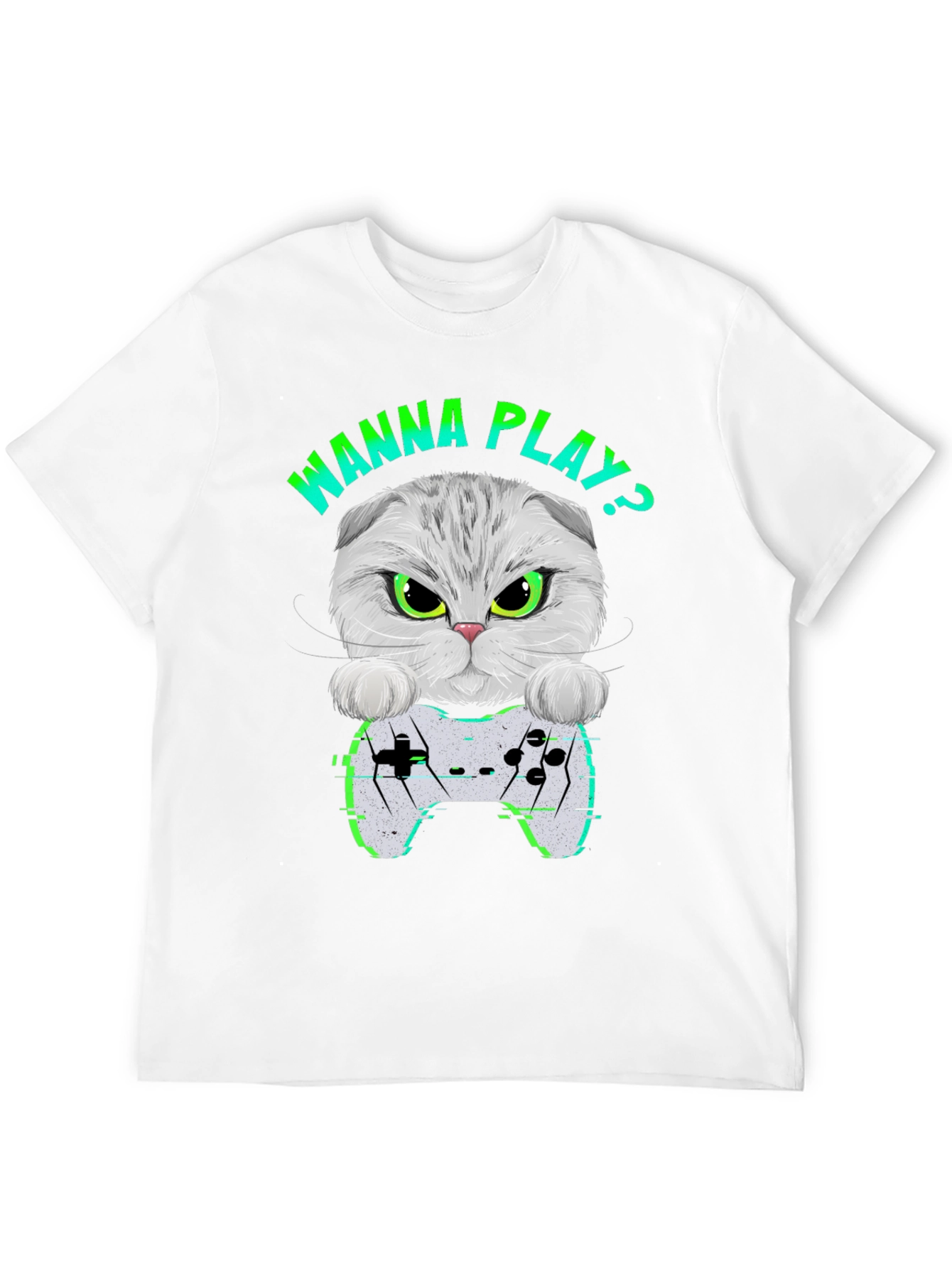 Gamer Cat Graphic T-Shirt - Wanna Play Gaming Tee