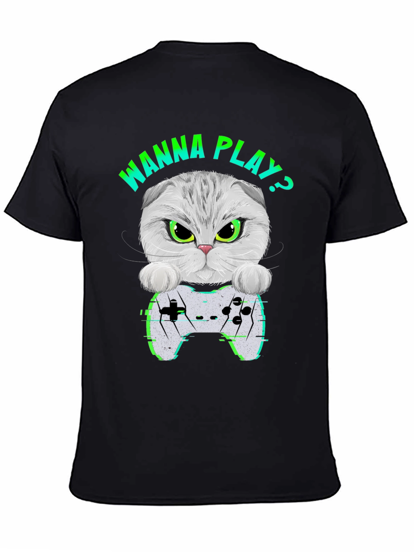 Gamer Cat Graphic T-Shirt - Wanna Play Gaming Tee