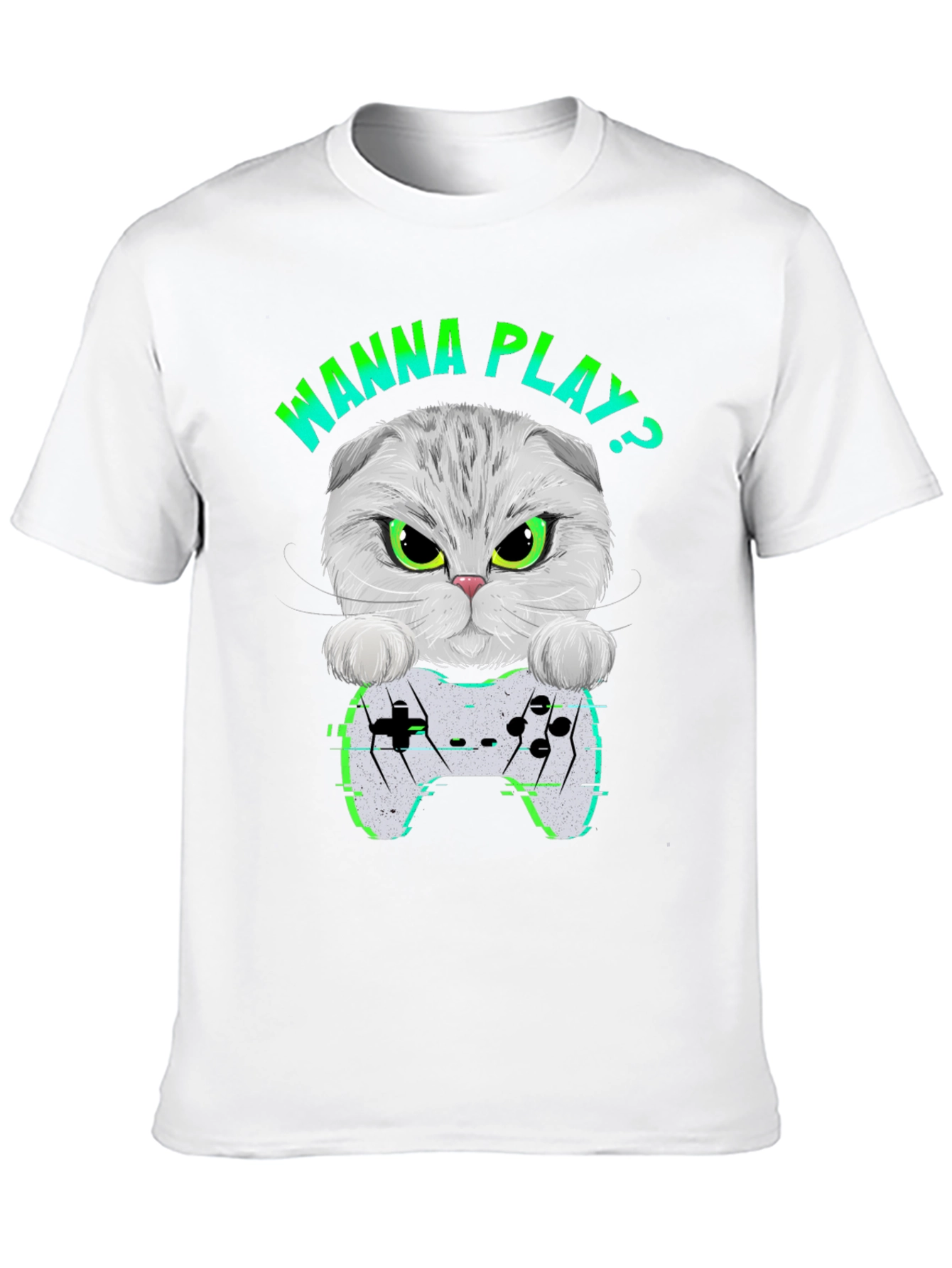 Gamer Cat Graphic T-Shirt - Wanna Play Gaming Tee