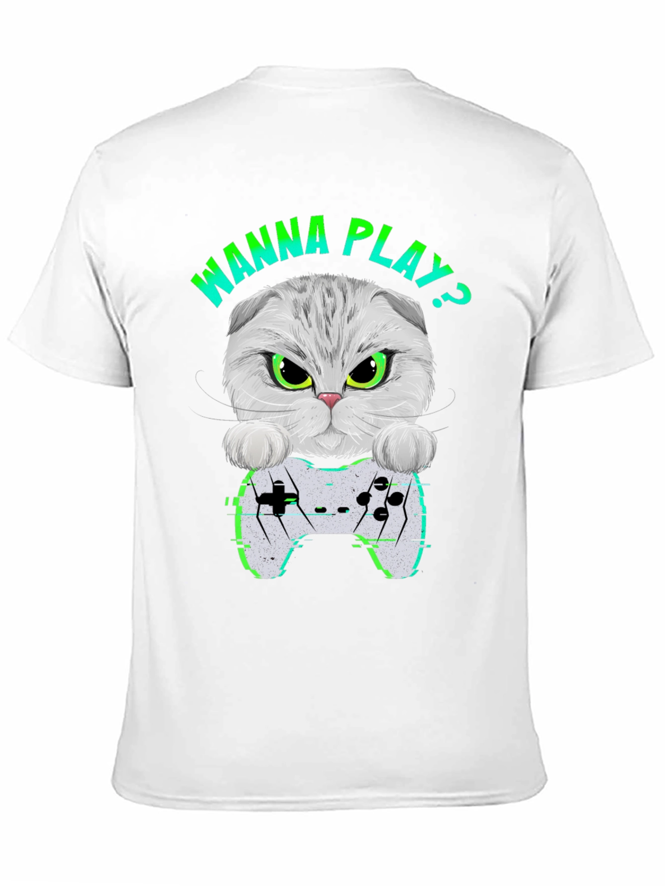 Gamer Cat Graphic T-Shirt - Wanna Play Gaming Tee