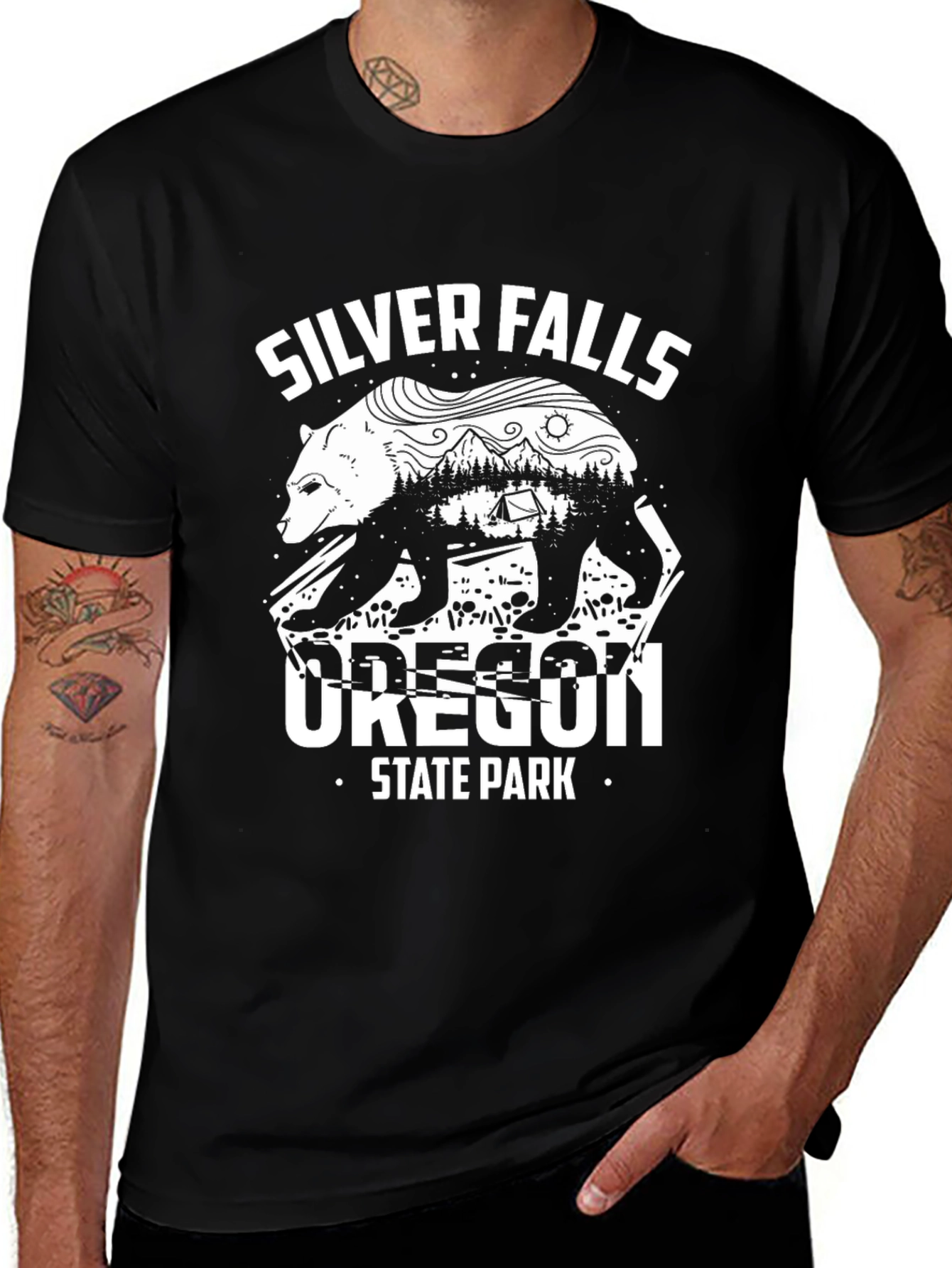 Silver Falls Oregon State Park Bear Graphic Tee
