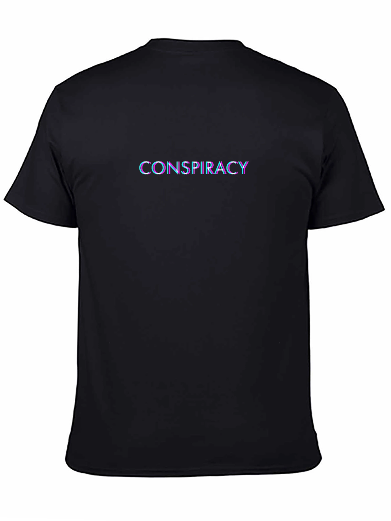 Conspiracy Glitch Text Black T-Shirt