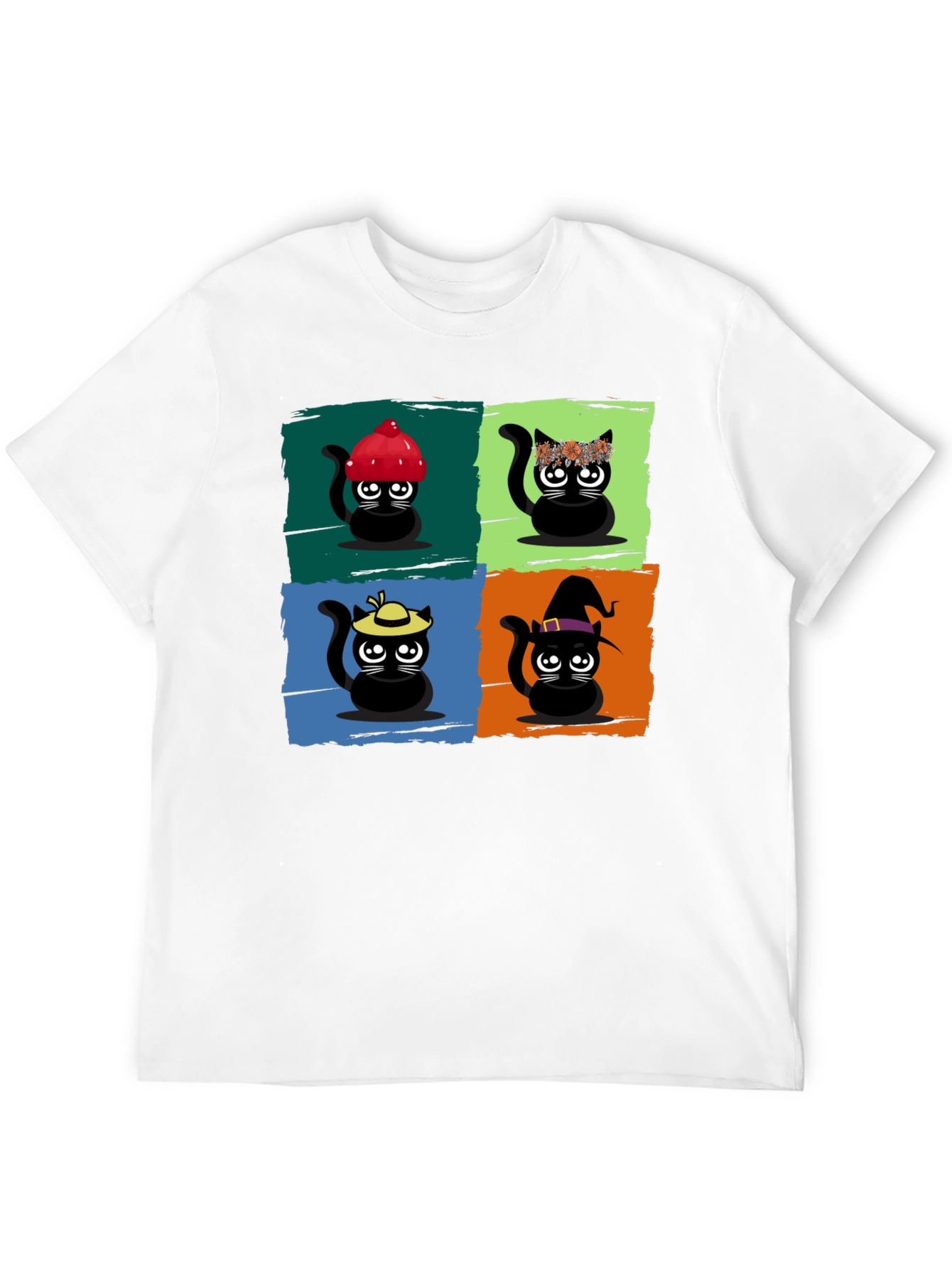 Cartoon Cats Black T-Shirt