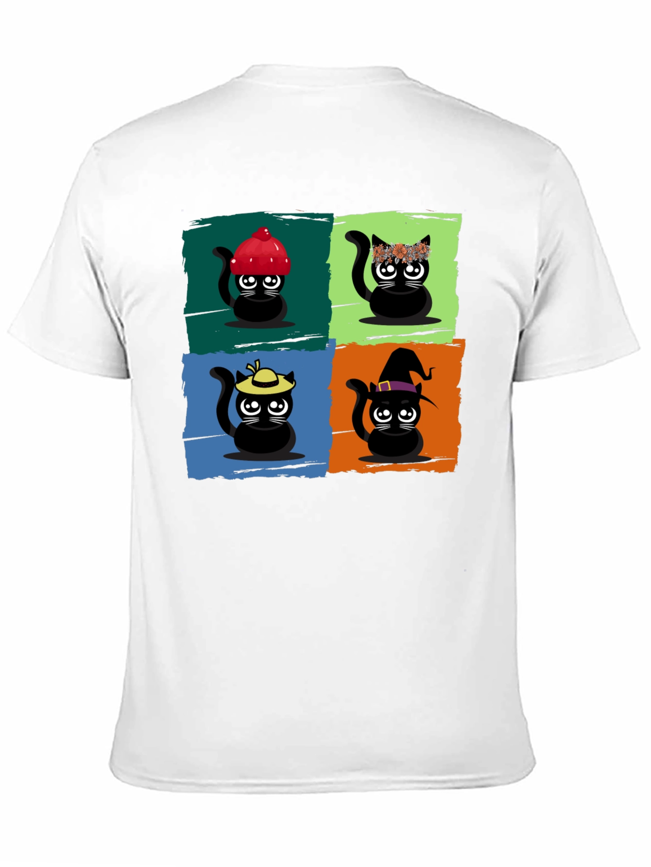 Cartoon Cats Black T-Shirt