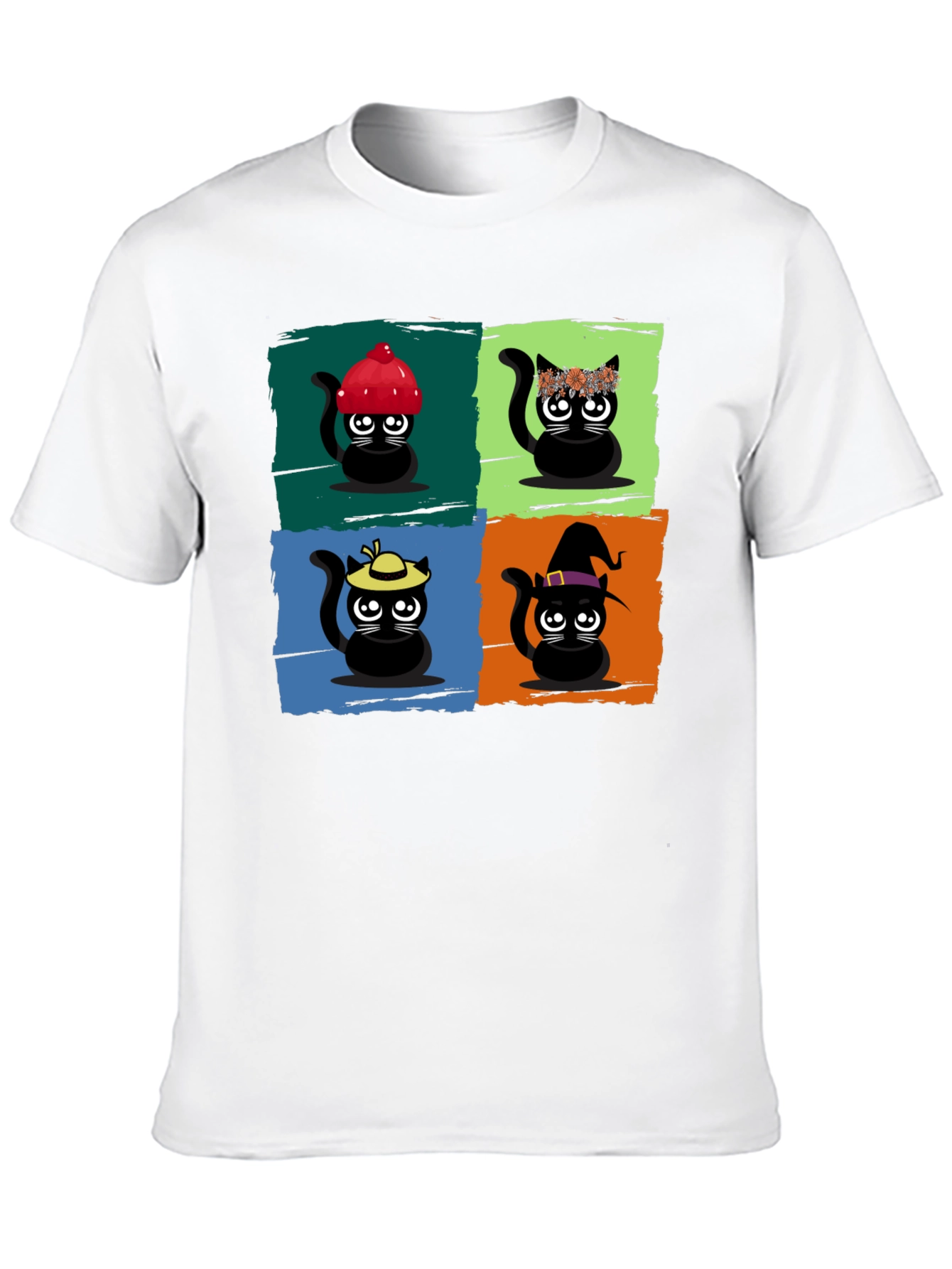 Cartoon Cats Black T-Shirt