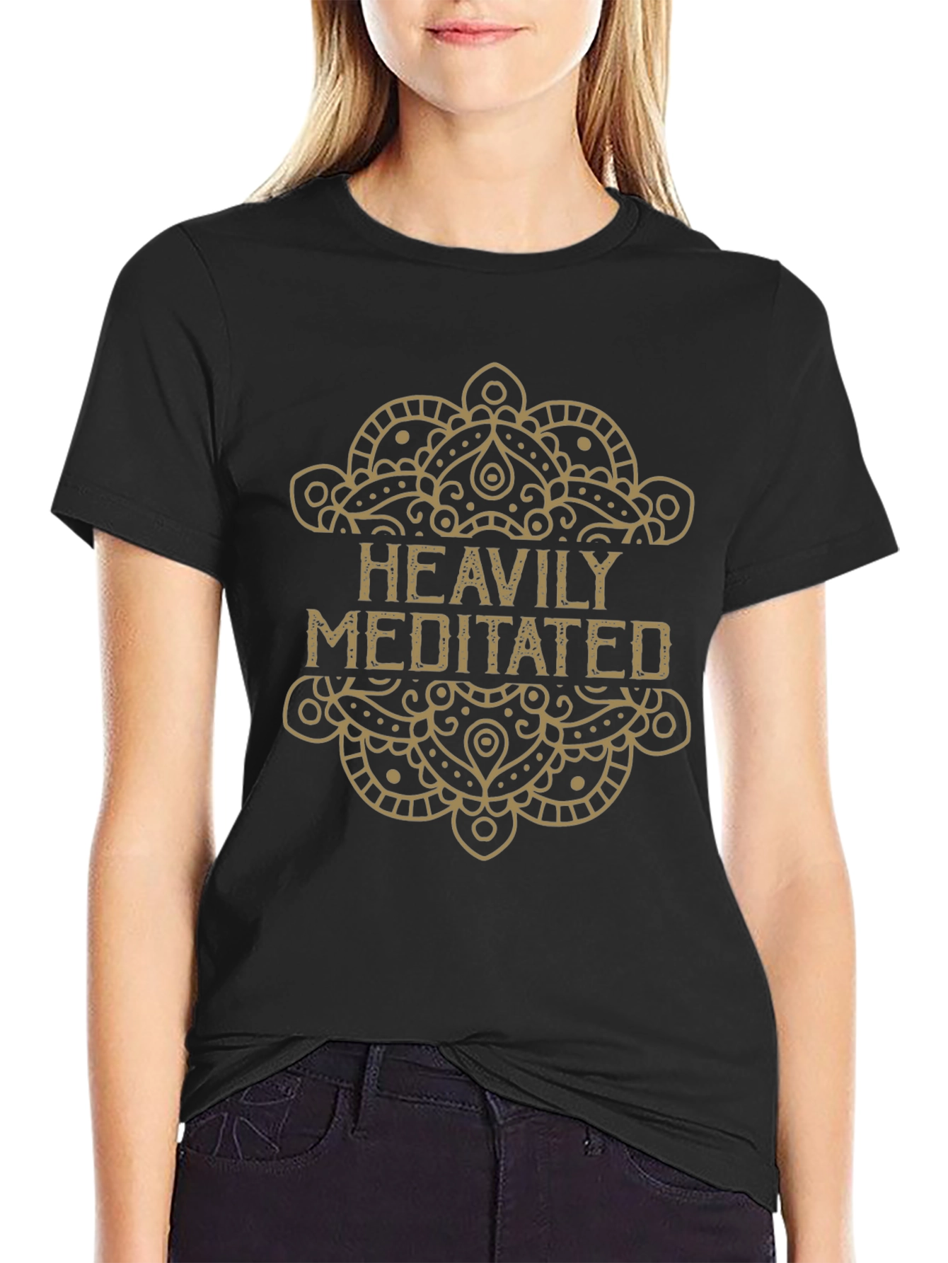 Heavily Meditated Graphic Tee - Black Cotton T-Shirt
