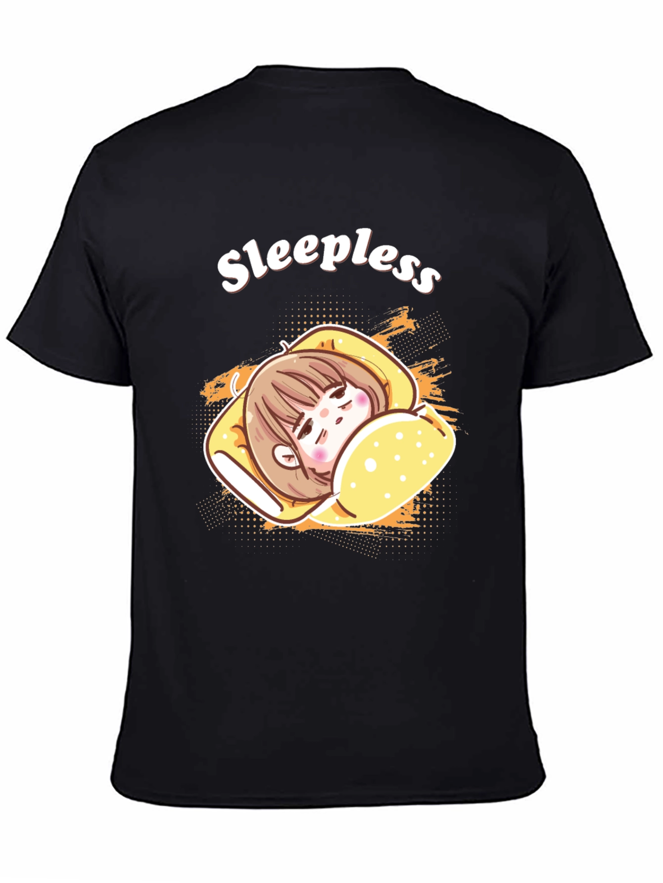 Sleepless Cartoon Graphic Black T-Shirt