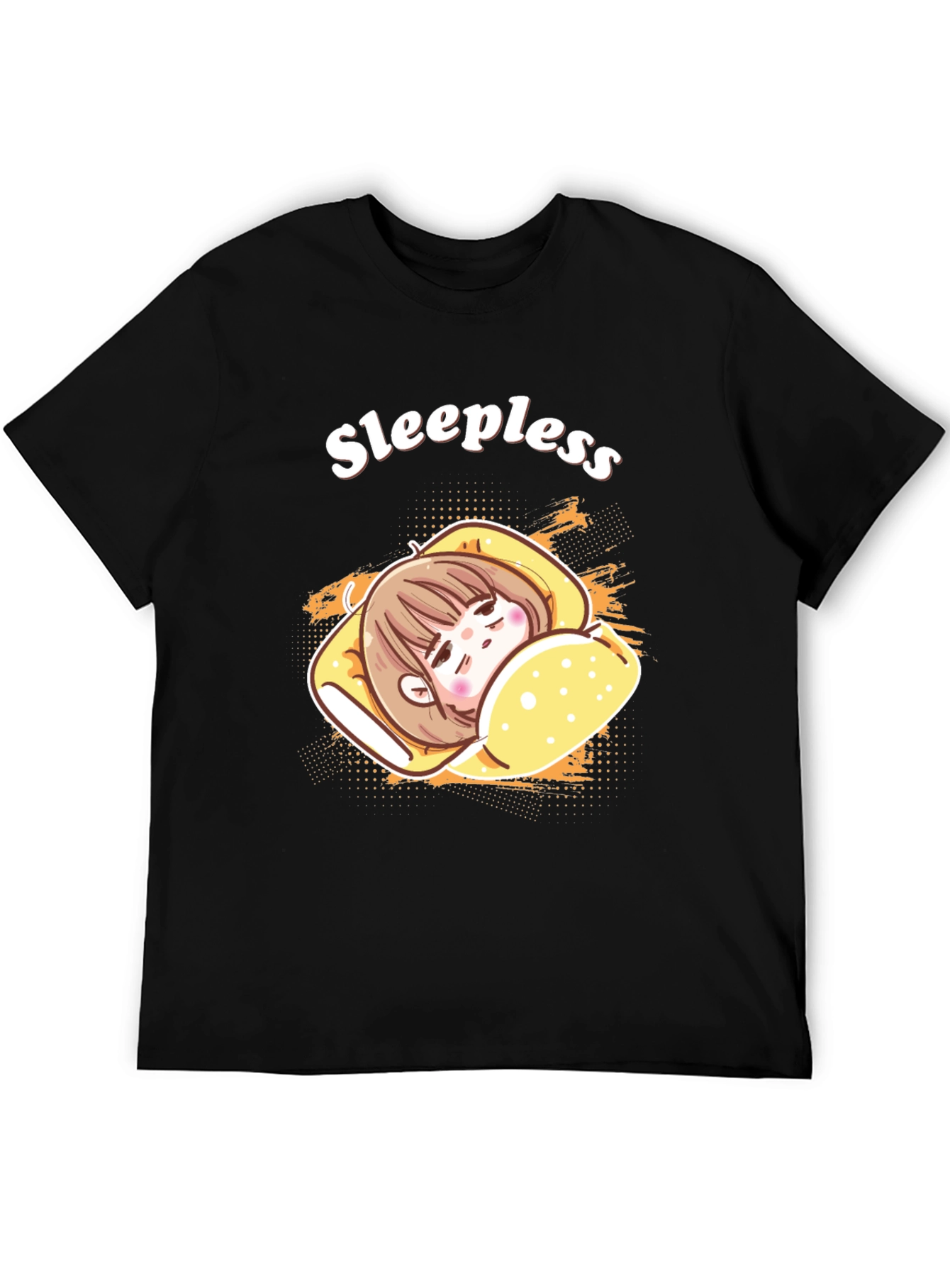 Sleepless Cartoon Graphic Black T-Shirt