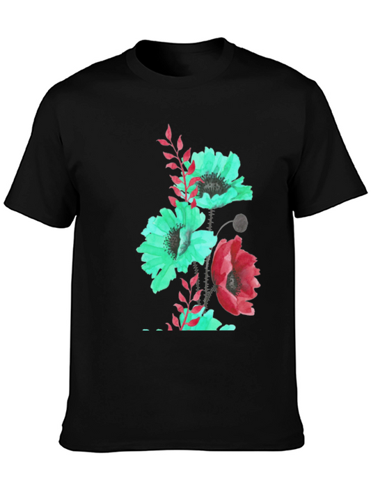 Floral Print Black T-Shirt