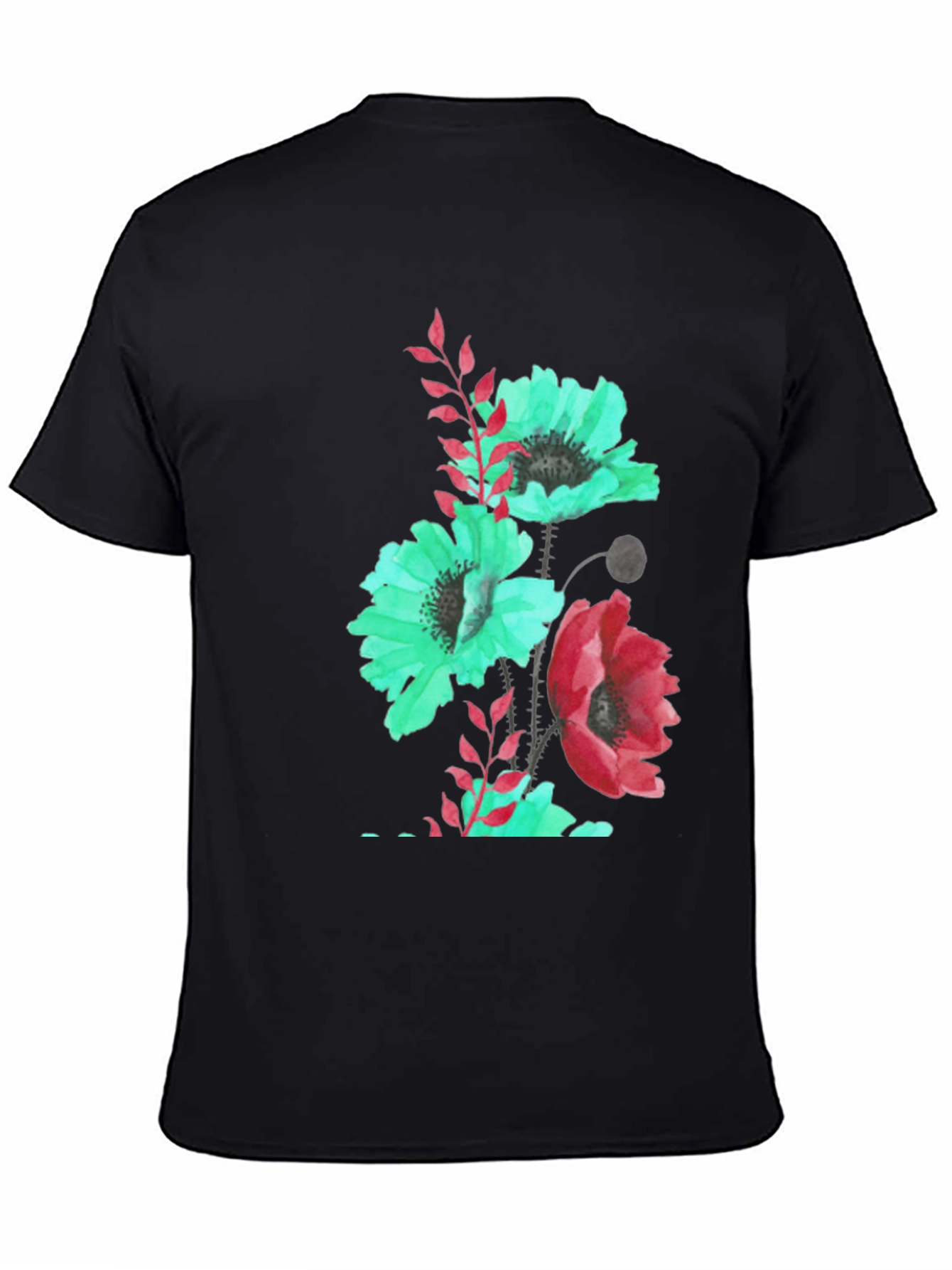 Floral Print Black T-Shirt