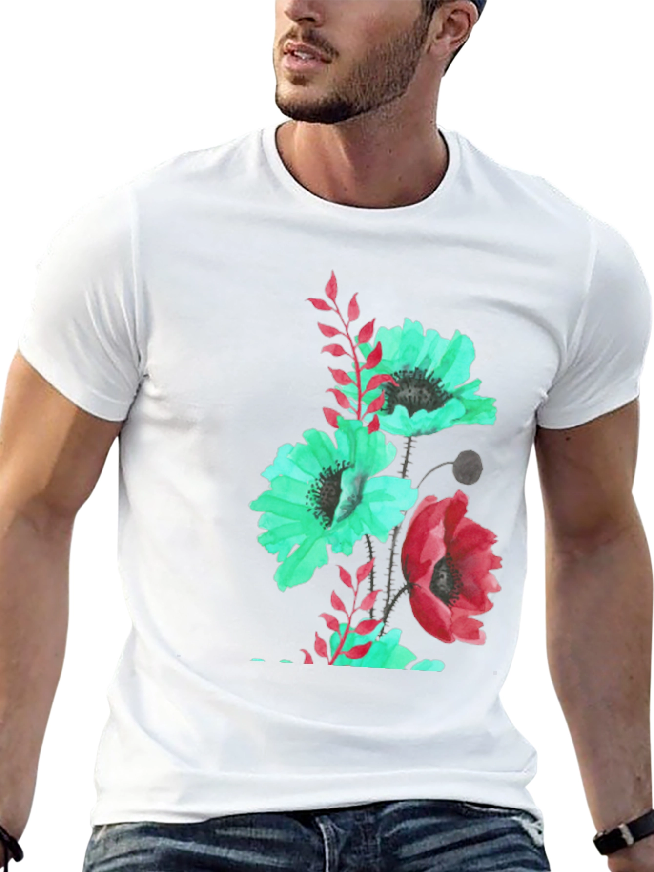 Floral Print Black T-Shirt
