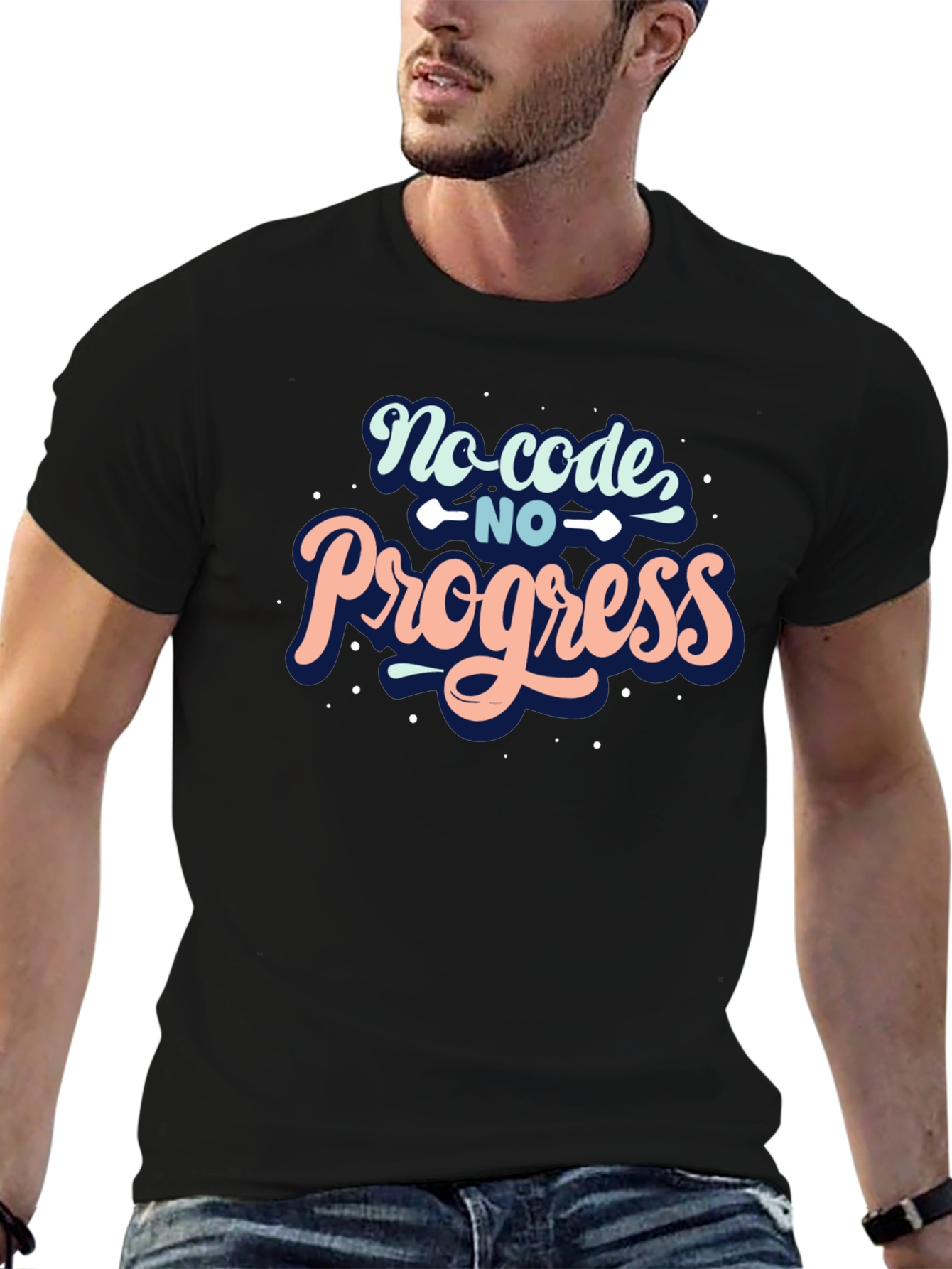 No Code No Progress Black Tee