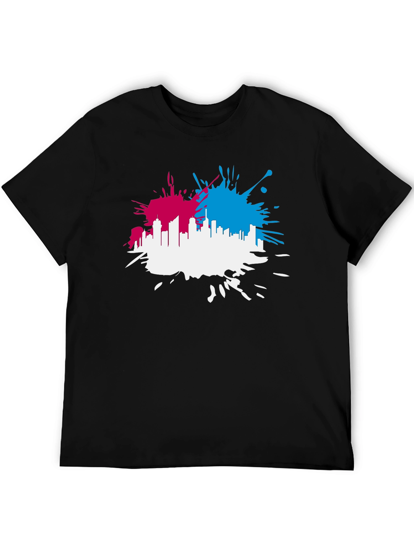 Cityscape Splash Mens Black T-Shirt