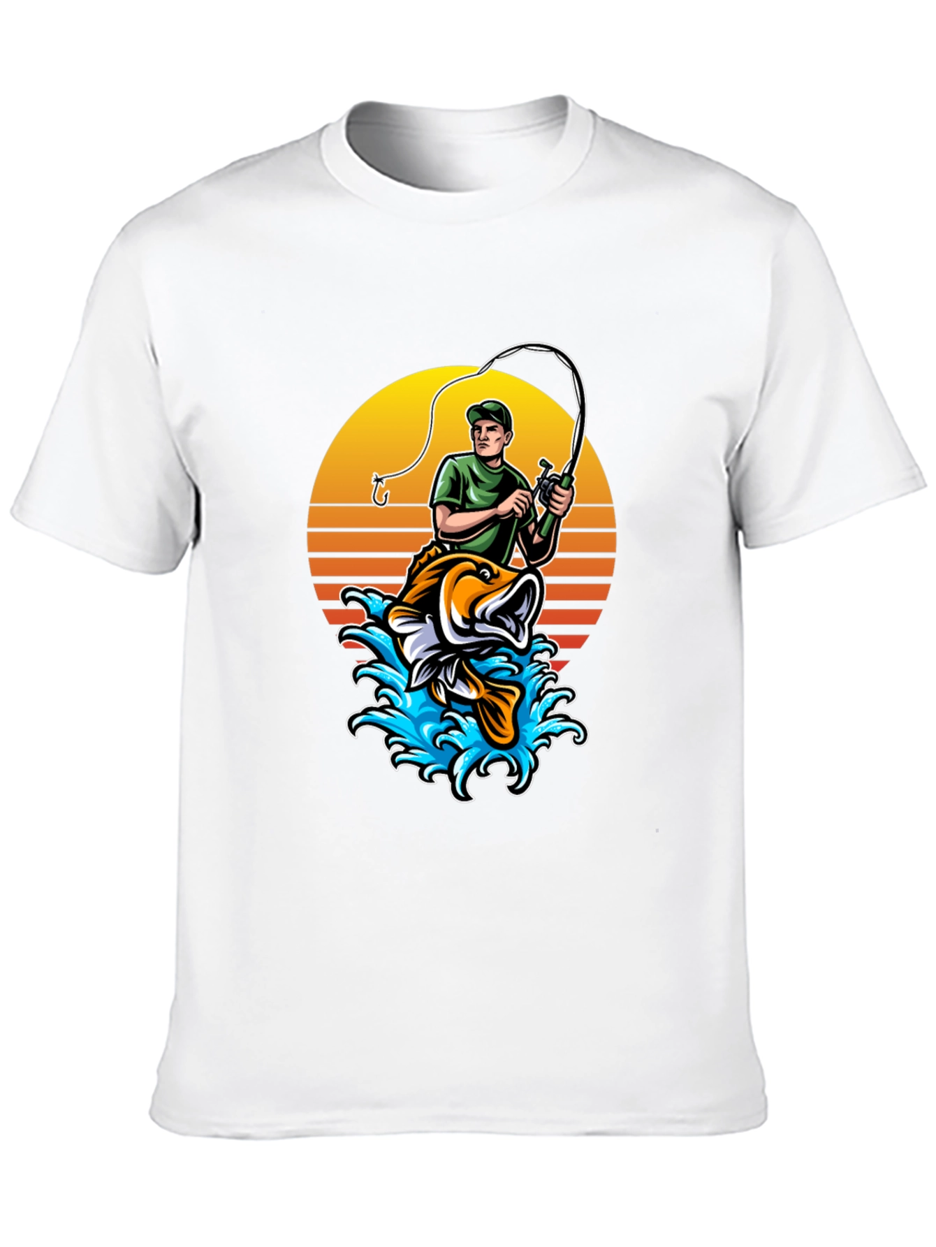 Fishing T-Shirt - Fisherman and Bass Graphic Tee