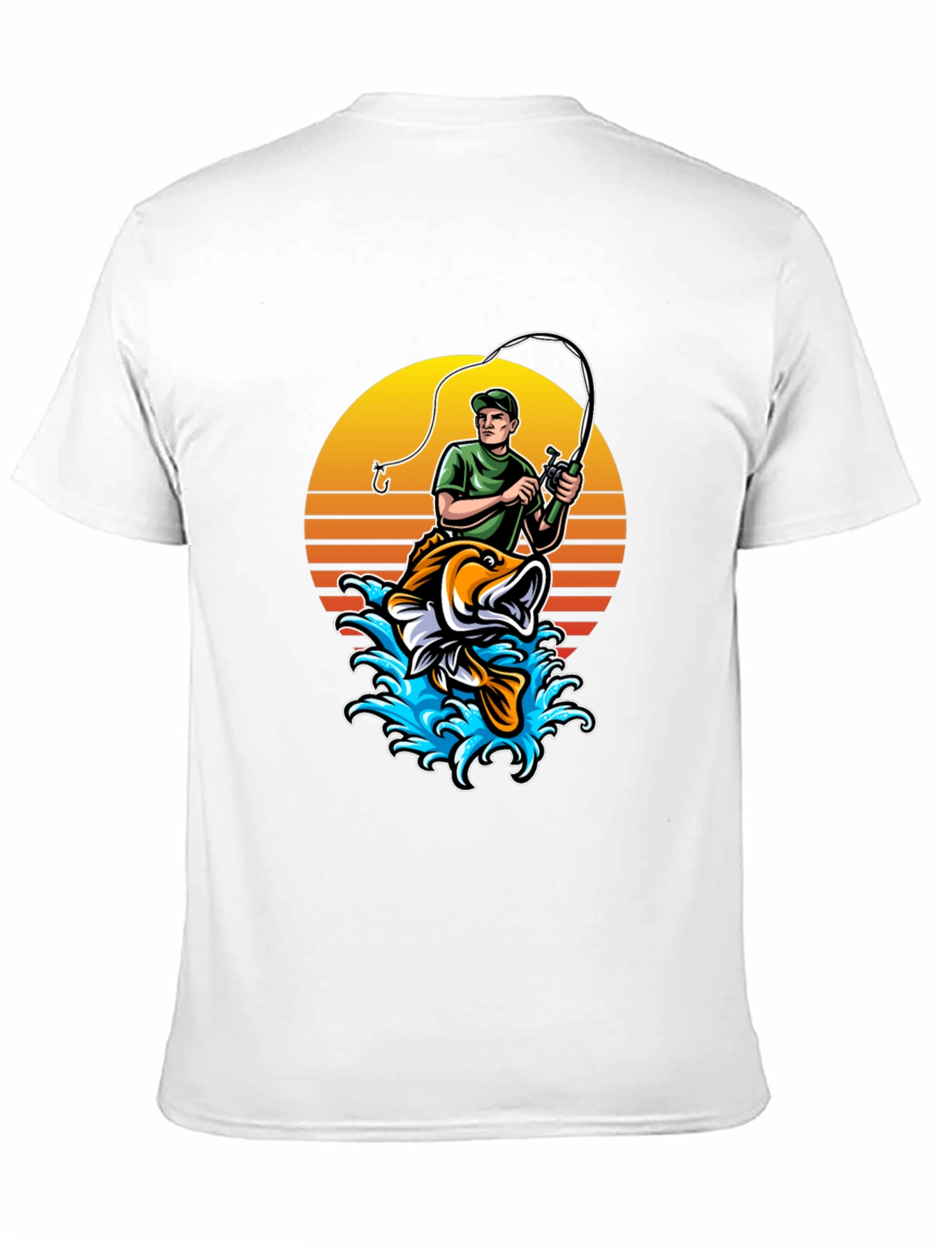 Fishing T-Shirt - Fisherman and Bass Graphic Tee