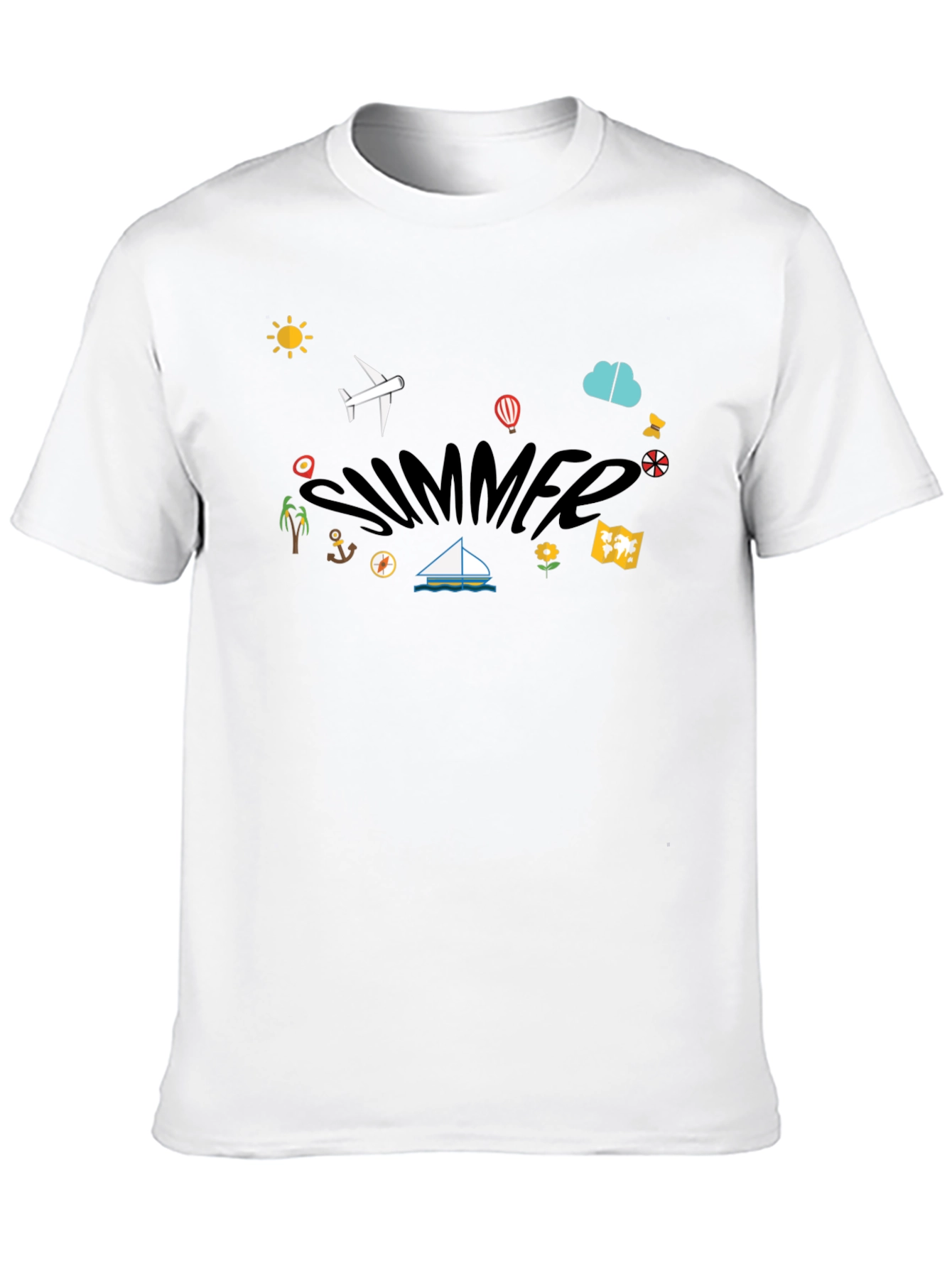 Summer Vacation Graphic T-Shirt - Black